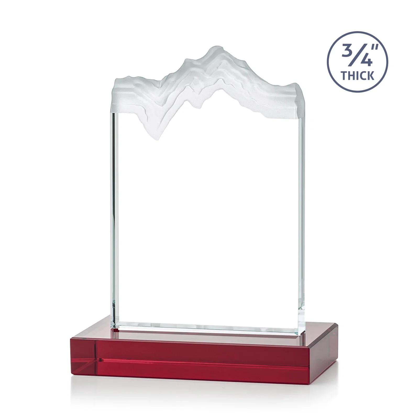 Personalized Jade Crystal Award With A 3/4-Inch Deep-Carved Frosted Peak, with your logo for volunteer appreciation