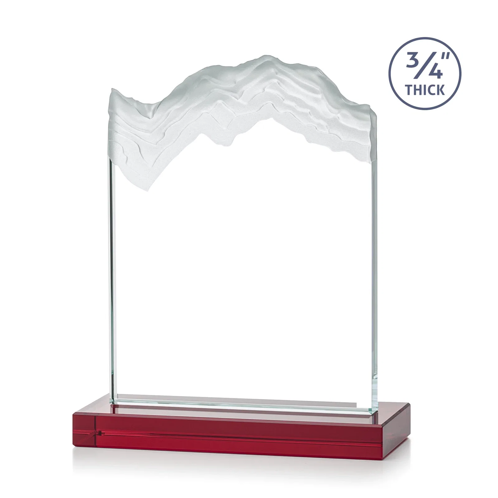 Personalized Jade Crystal Award With A 3/4-Inch Deep-Carved Frosted Peak, with your logo for dealer and partner awards