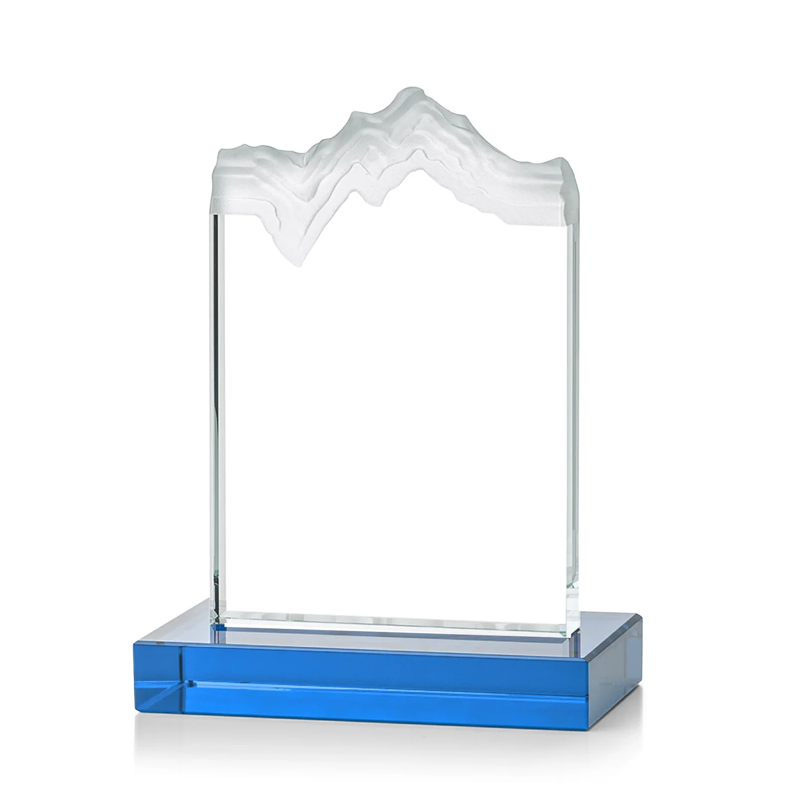 Personalized Jade Crystal Award With A 3/4-Inch Deep-Carved Frosted Peak, with your logo for company anniversary events