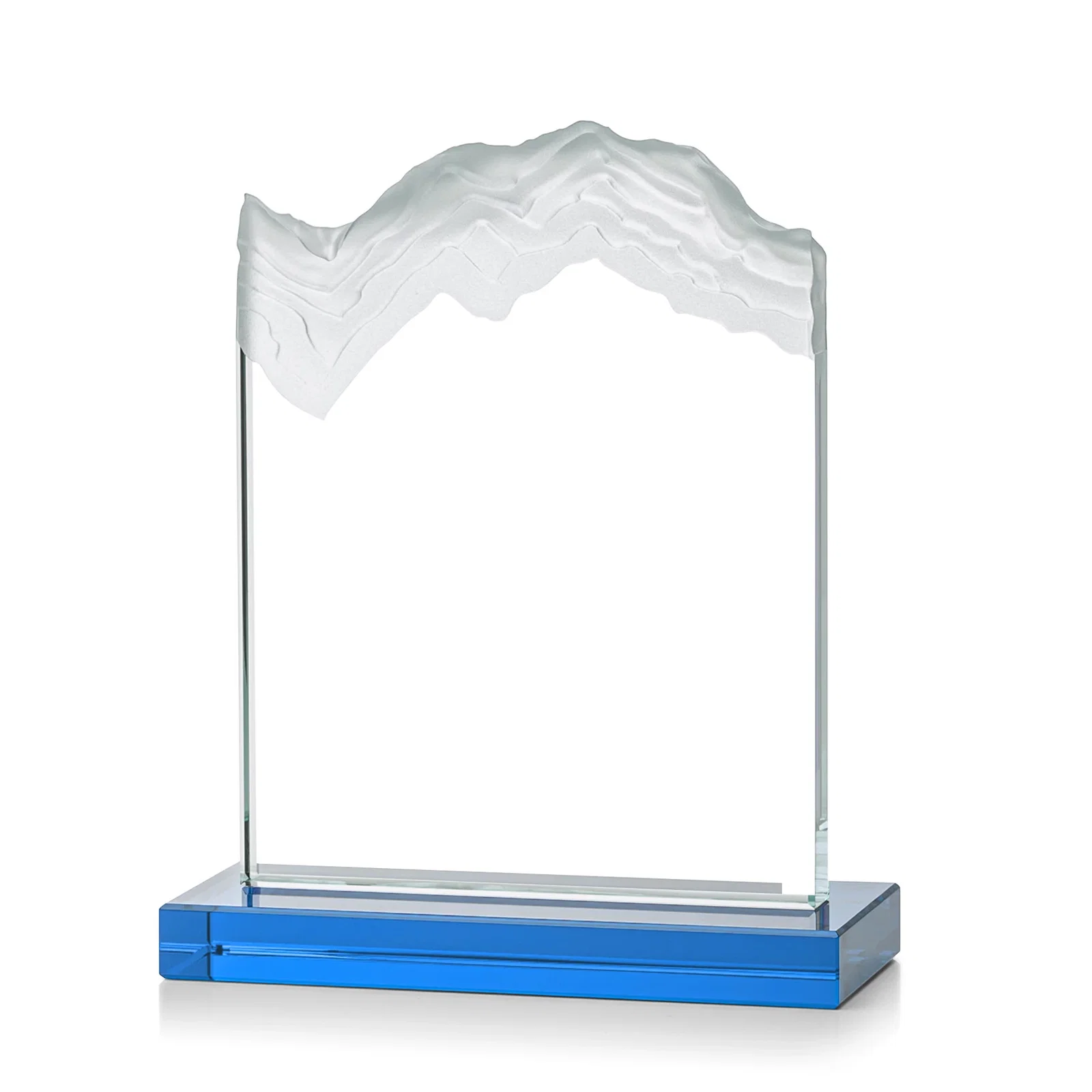 Promotional Jade Crystal Award With A 3/4-Inch Deep-Carved Frosted Peak, with your logo for employee recognition