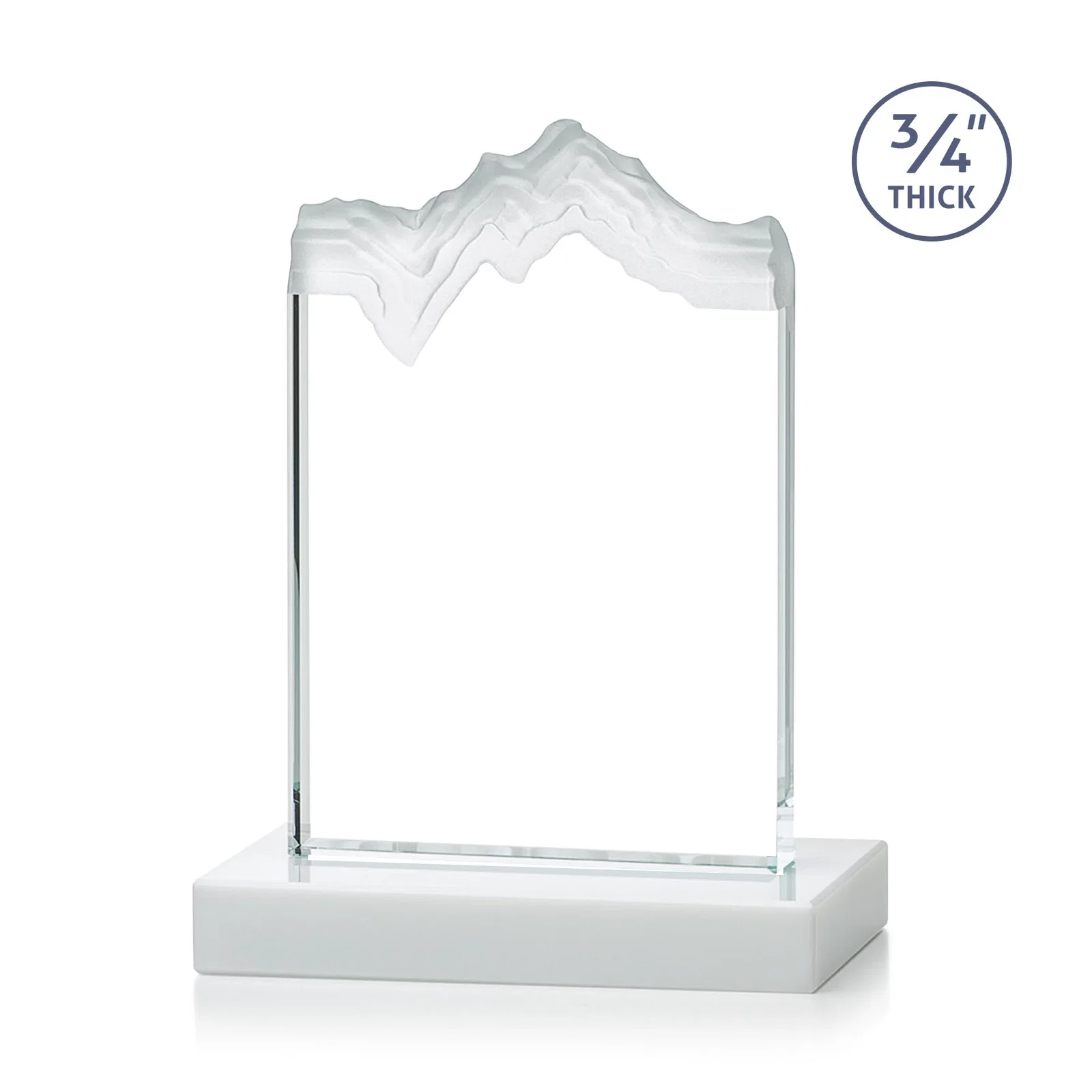 Promotional Jade Crystal Award With A 3/4-Inch Deep-Carved Frosted Peak, with your logo for corporate award ceremonies