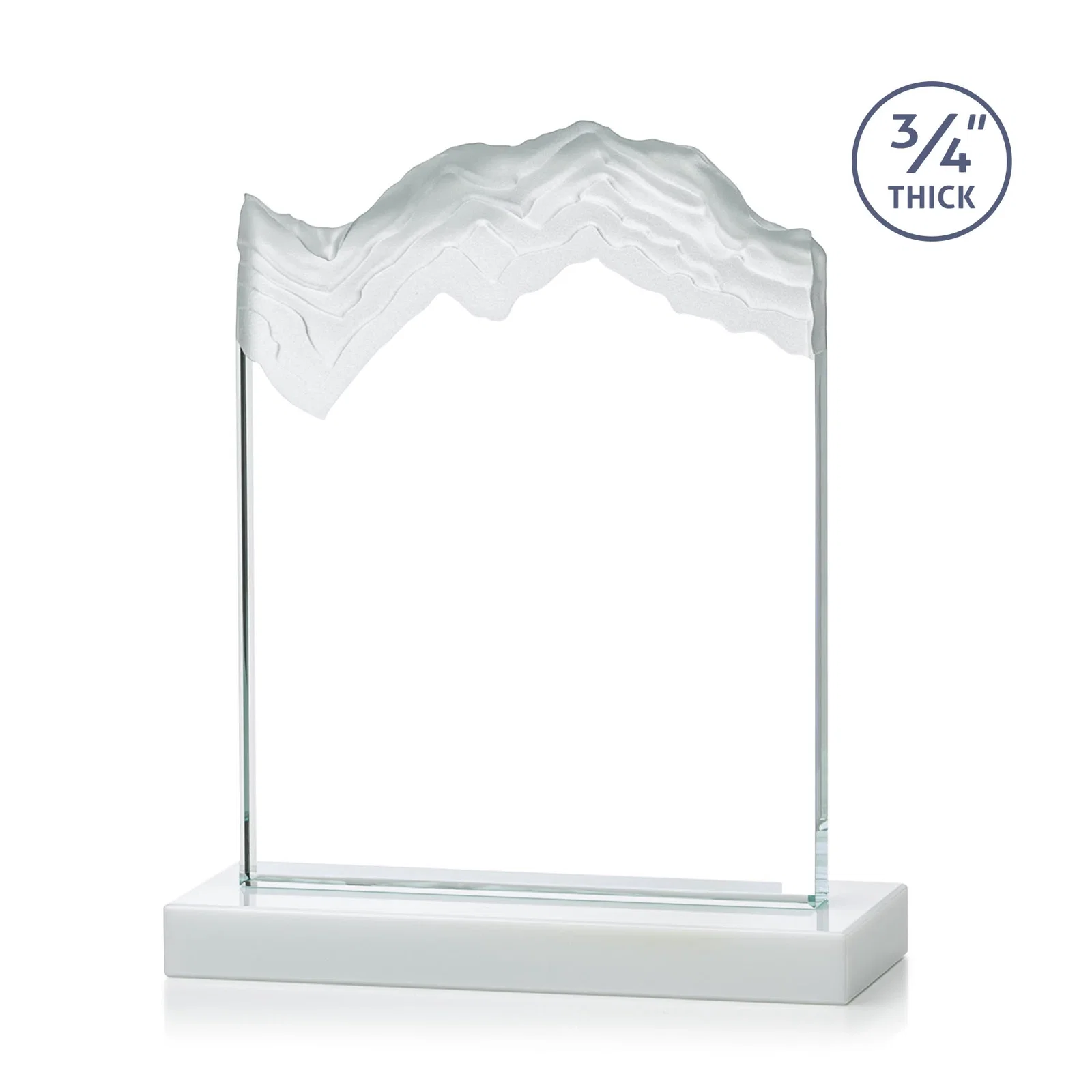 Promotional Jade Crystal Award With A 3/4-Inch Deep-Carved Frosted Peak, with your logo for service anniversary gifts