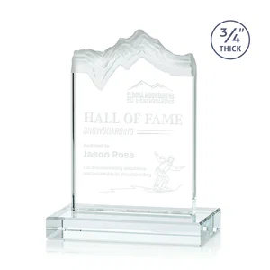 Jade Crystal Award With A 3/4-Inch Deep-Carved Frosted Peak