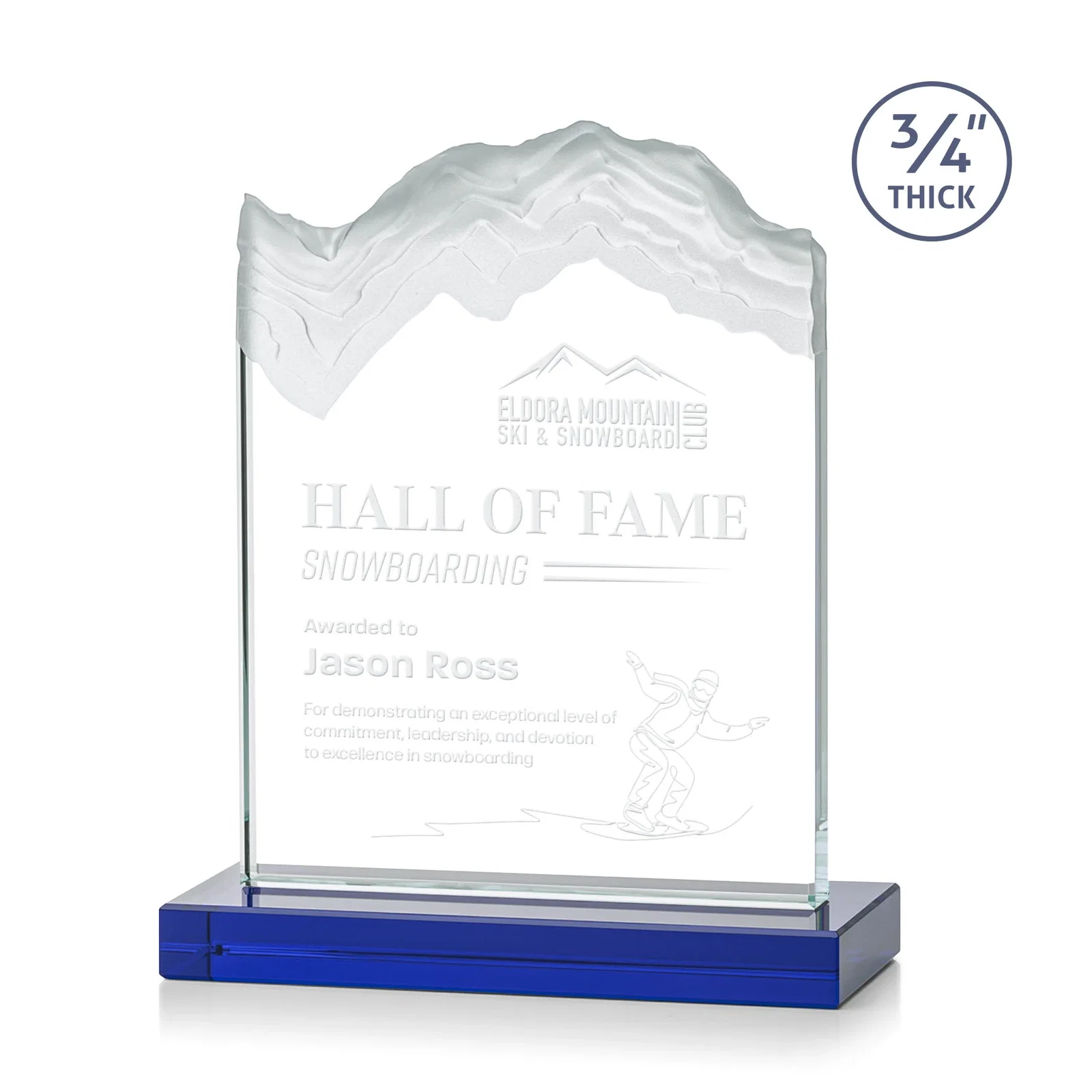Personalized Jade Crystal Award With A 3/4-Inch Deep-Carved Frosted Peak for dealer and partner awards