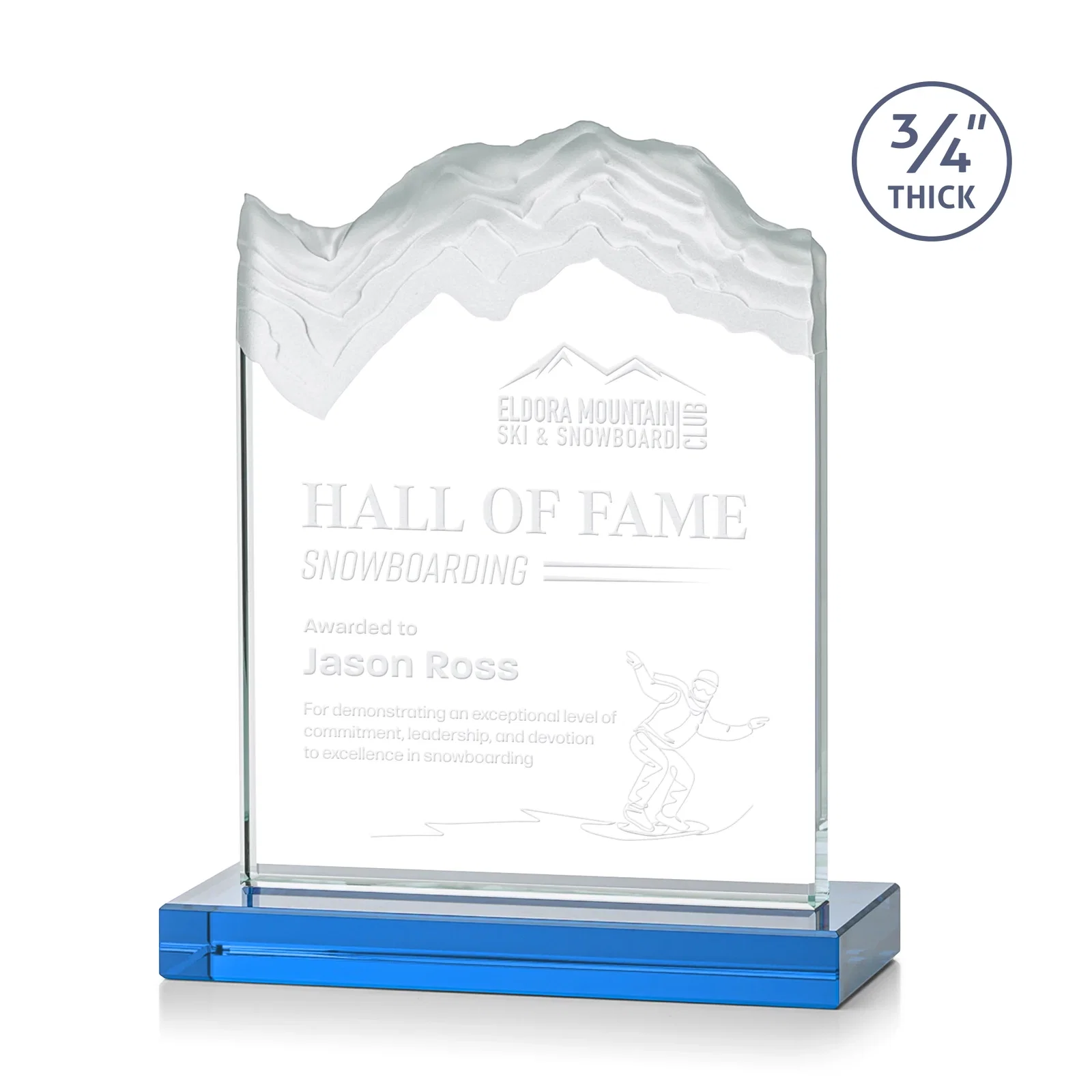Promotional Jade Crystal Award With A 3/4-Inch Deep-Carved Frosted Peak for donor appreciation