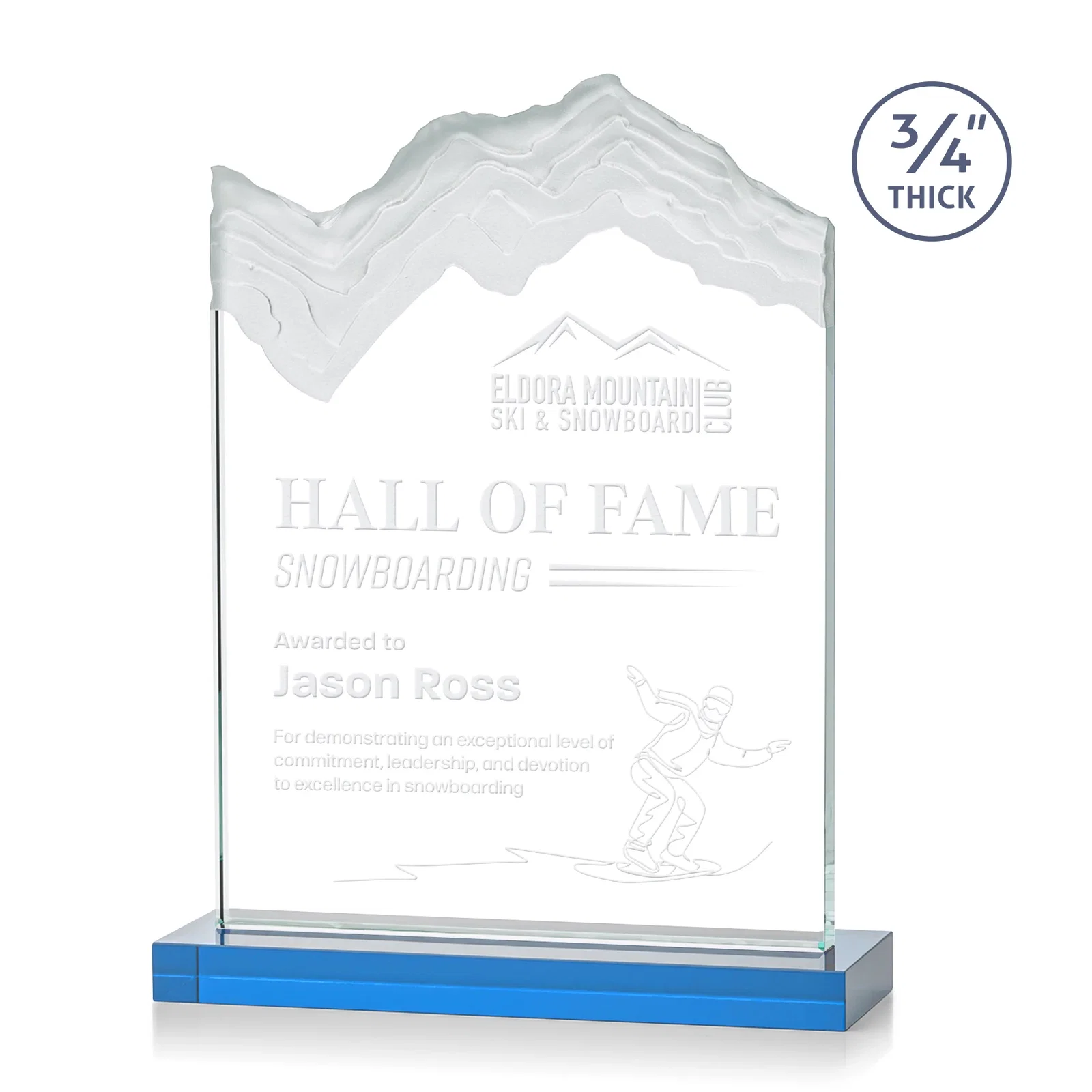 Promotional Jade Crystal Award With A 3/4-Inch Deep-Carved Frosted Peak for graduation ceremonies