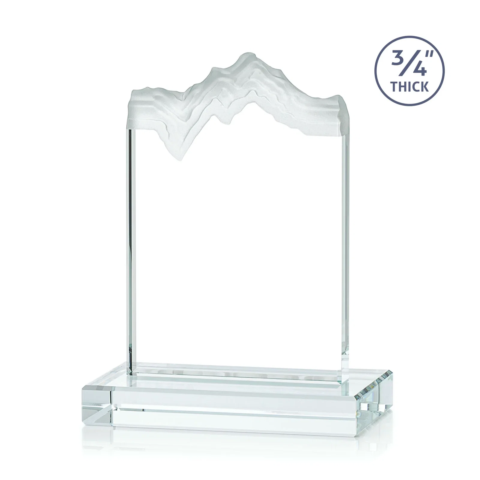 Customized Jade Crystal Award With A 3/4-Inch Deep-Carved Frosted Peak for safety achievement programs