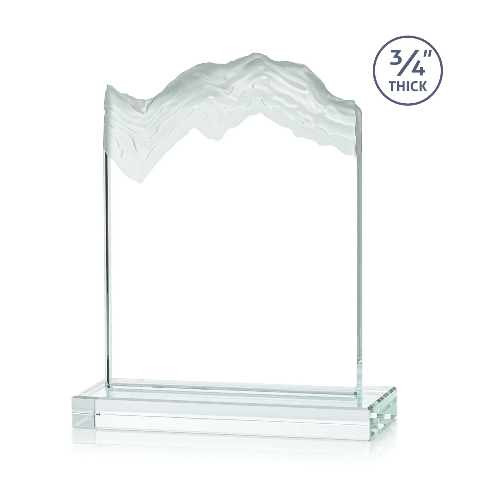 Customized Jade Crystal Award With A 3/4-Inch Deep-Carved Frosted Peak for volunteer appreciation