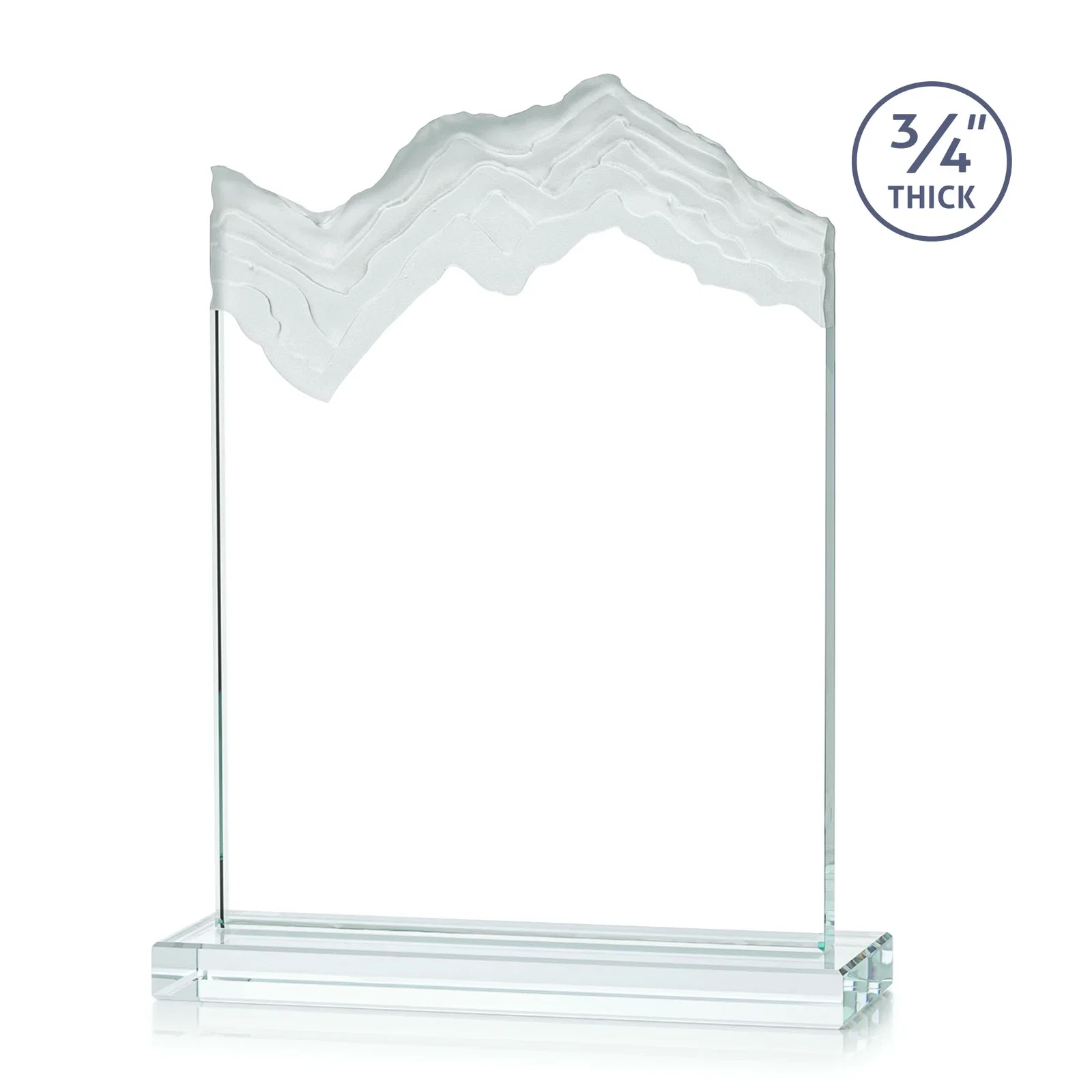 Customized Jade Crystal Award With A 3/4-Inch Deep-Carved Frosted Peak for dealer and partner awards