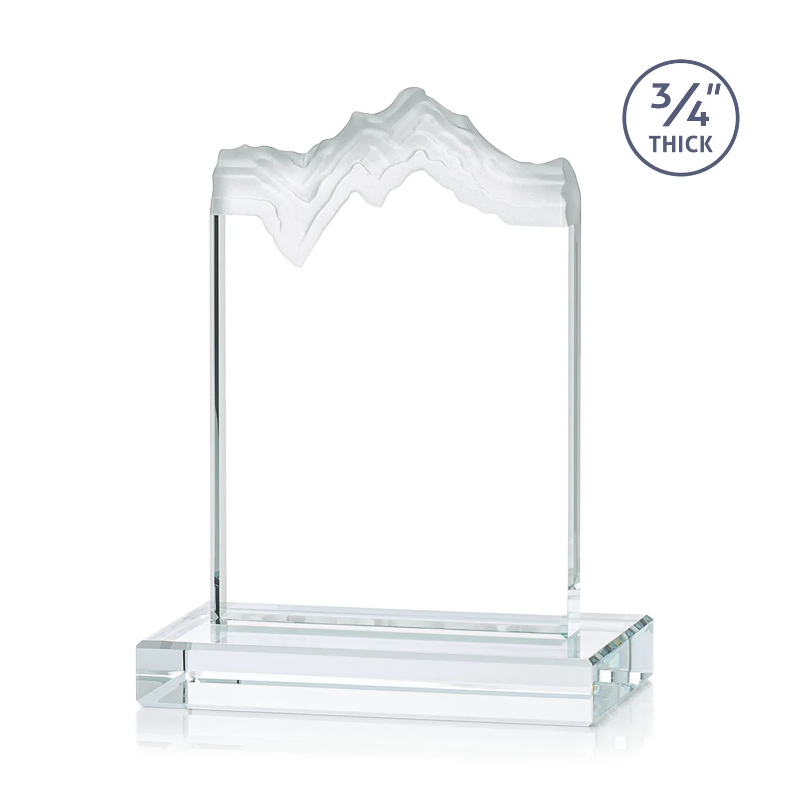 Customized Jade Crystal Award With A 3/4-Inch Deep-Carved Frosted Peak for company anniversary events