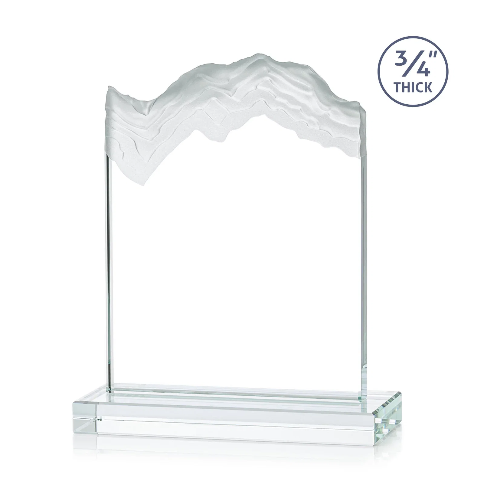 Custom engraved Jade Crystal Award With A 3/4-Inch Deep-Carved Frosted Peak for employee recognition
