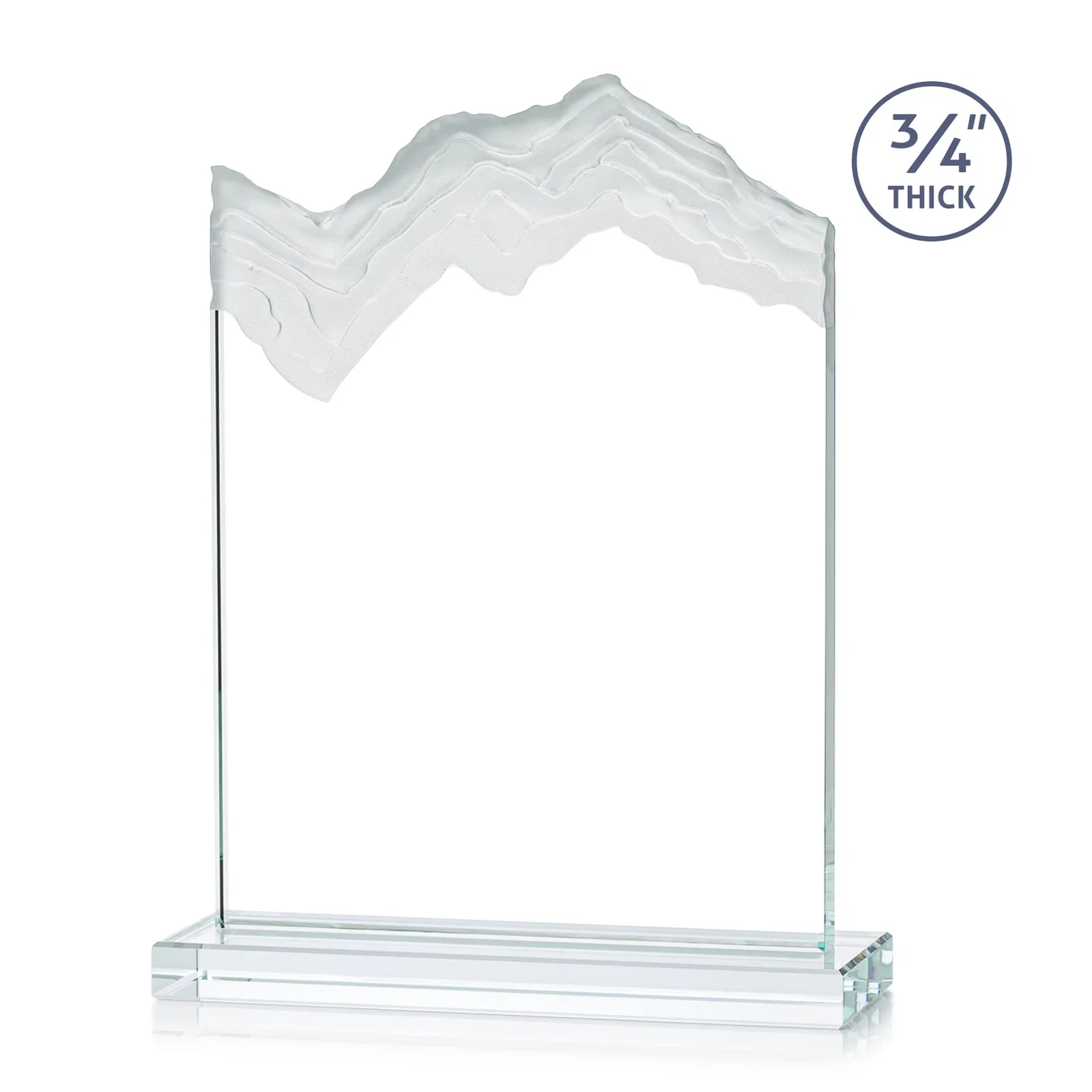 Custom engraved Jade Crystal Award With A 3/4-Inch Deep-Carved Frosted Peak for corporate award ceremonies