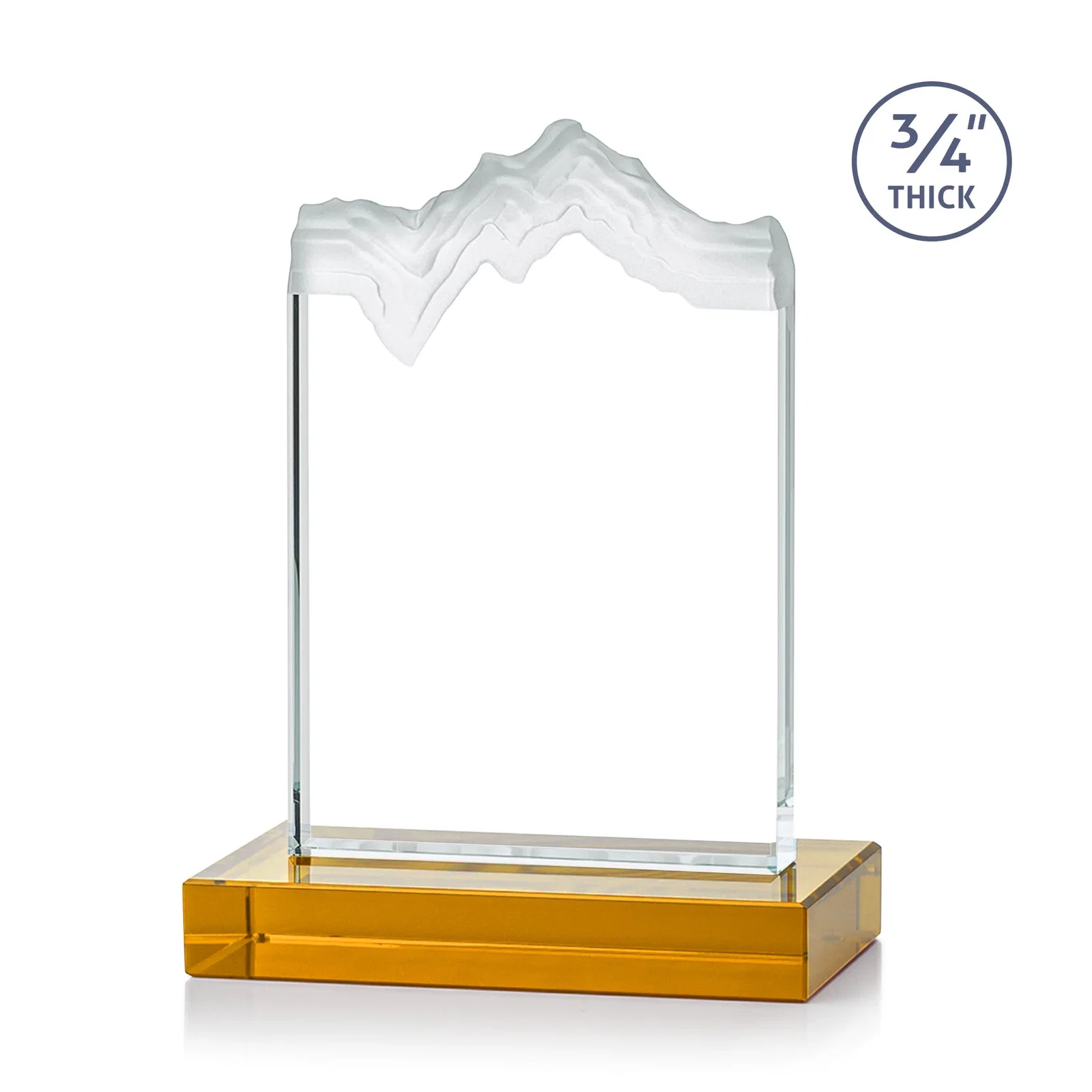 Custom engraved Jade Crystal Award With A 3/4-Inch Deep-Carved Frosted Peak for service anniversary gifts