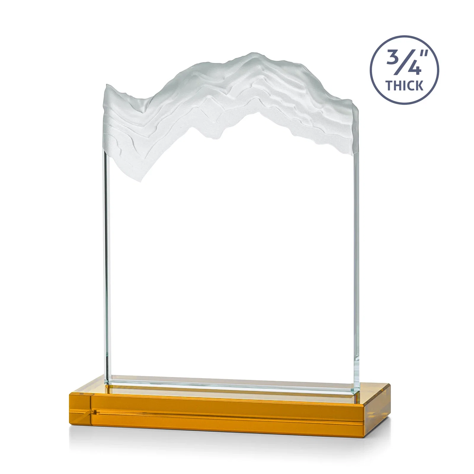 Custom engraved Jade Crystal Award With A 3/4-Inch Deep-Carved Frosted Peak for sales achievement awards