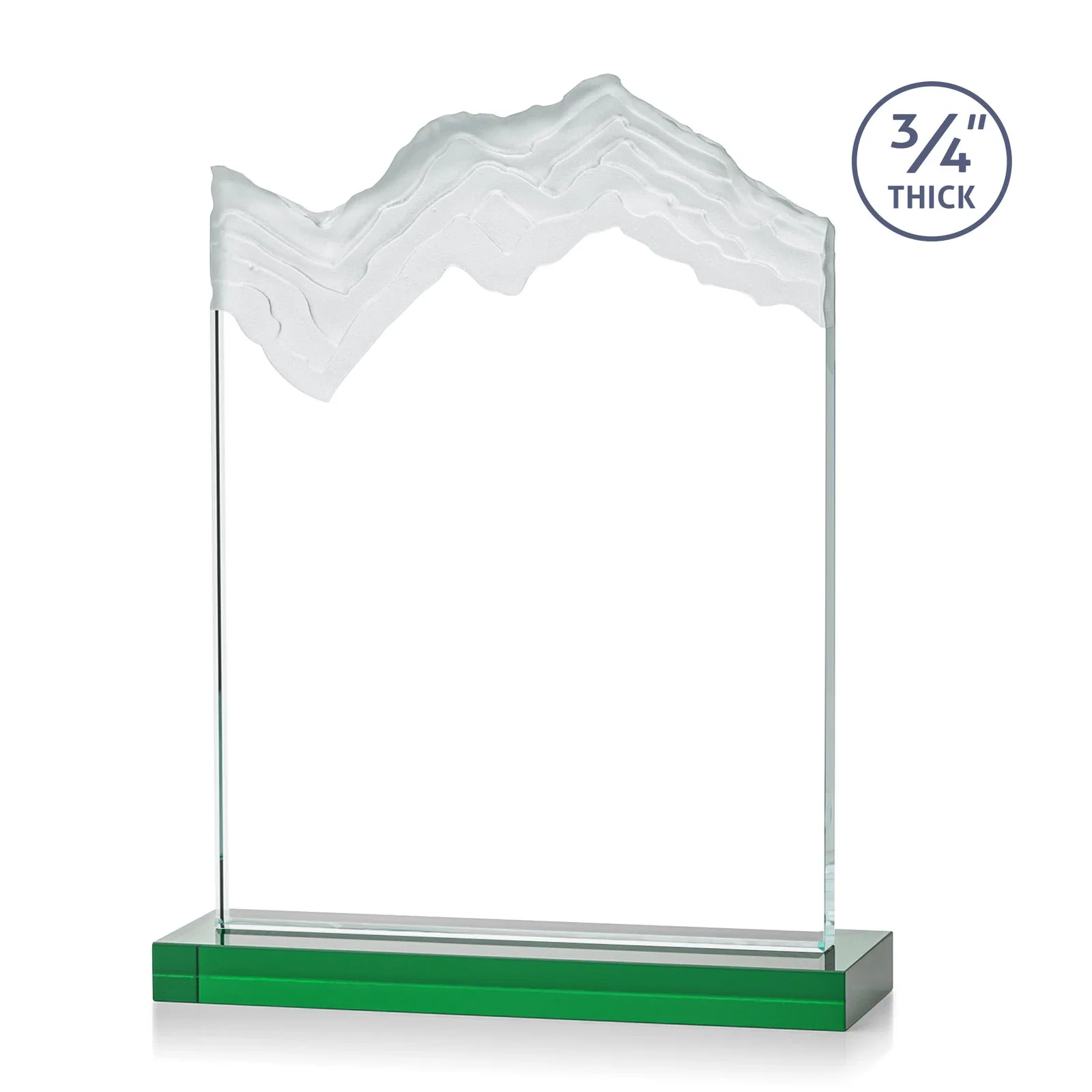 Custom engraved Jade Crystal Award With A 3/4-Inch Deep-Carved Frosted Peak for graduation ceremonies