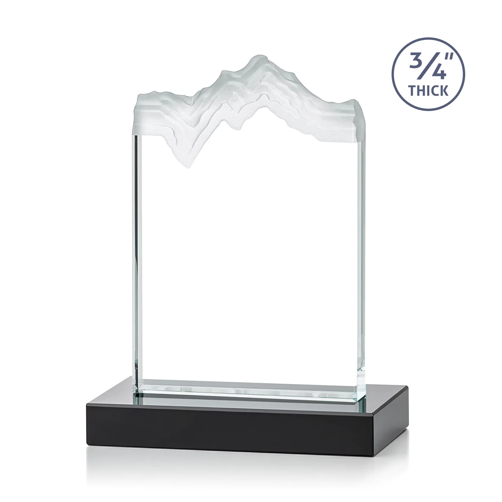 Custom engraved Jade Crystal Award With A 3/4-Inch Deep-Carved Frosted Peak for safety achievement programs