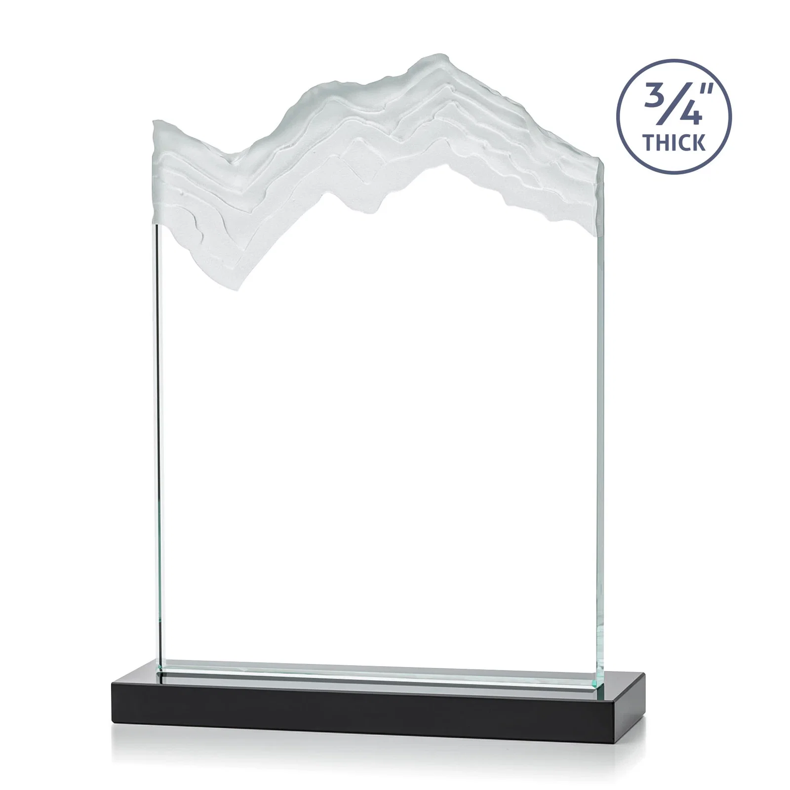Custom engraved Jade Crystal Award With A 3/4-Inch Deep-Carved Frosted Peak for dealer and partner awards