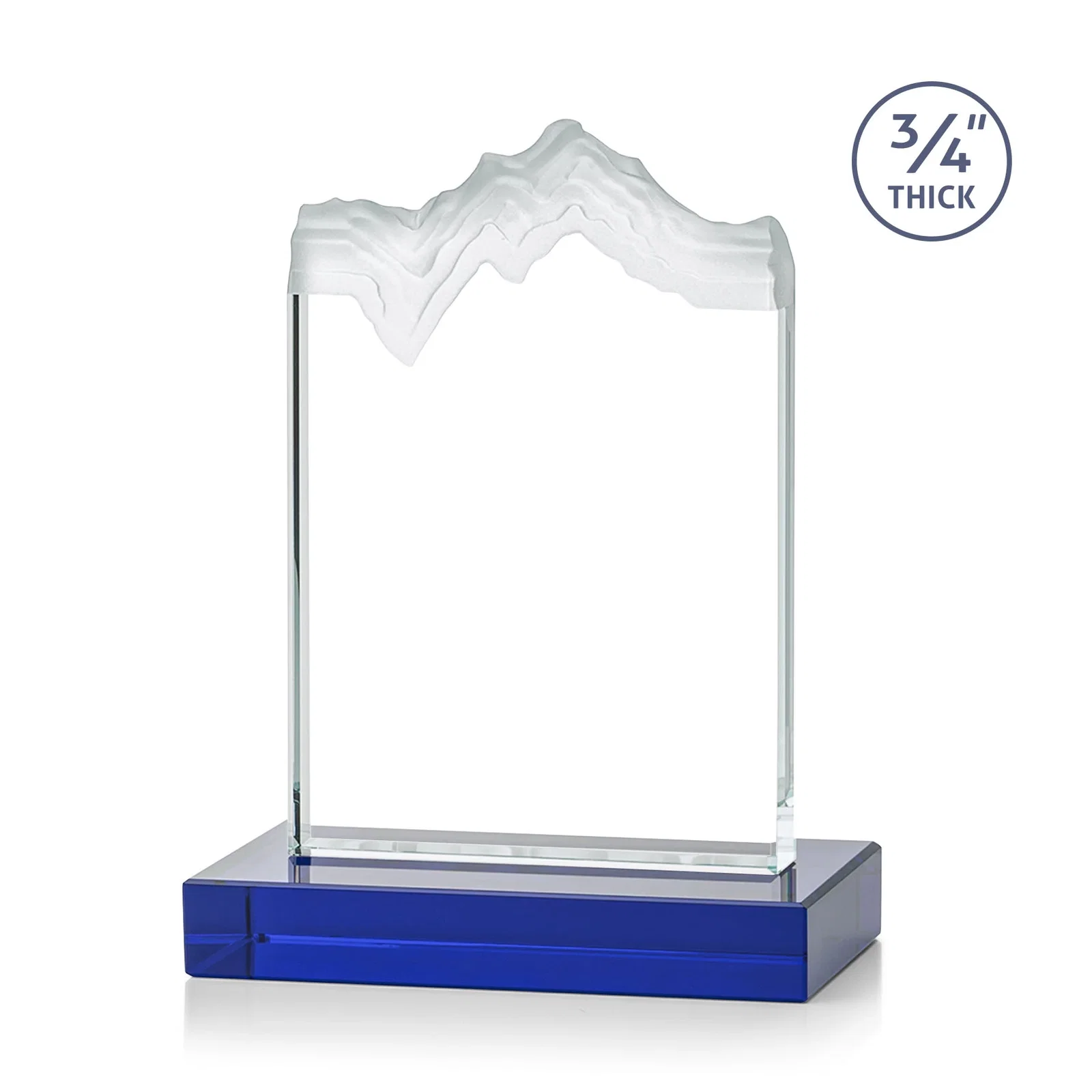 Custom engraved Jade Crystal Award With A 3/4-Inch Deep-Carved Frosted Peak for company anniversary events