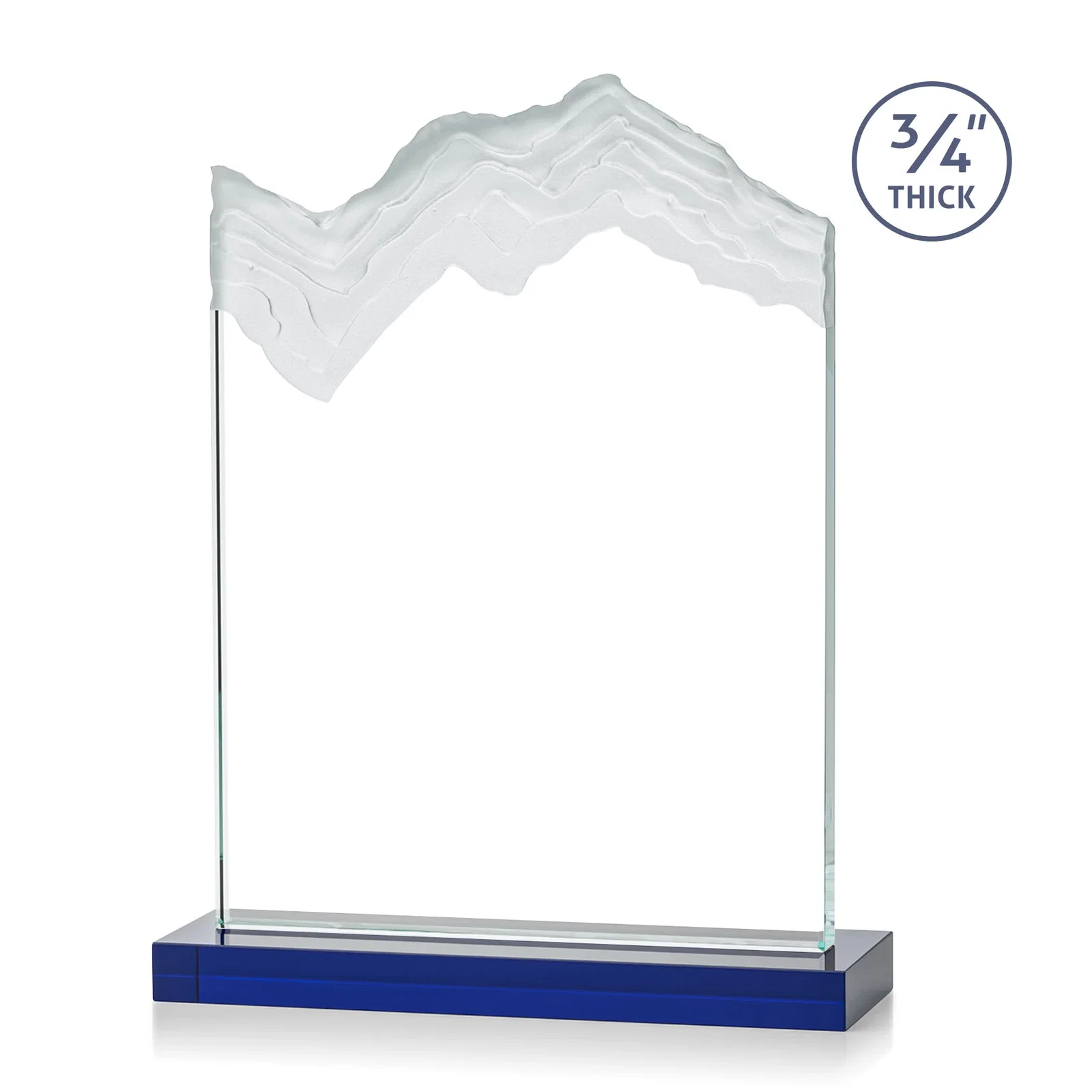 Custom Jade Crystal Award With A 3/4-Inch Deep-Carved Frosted Peak, with your logo for corporate award ceremonies