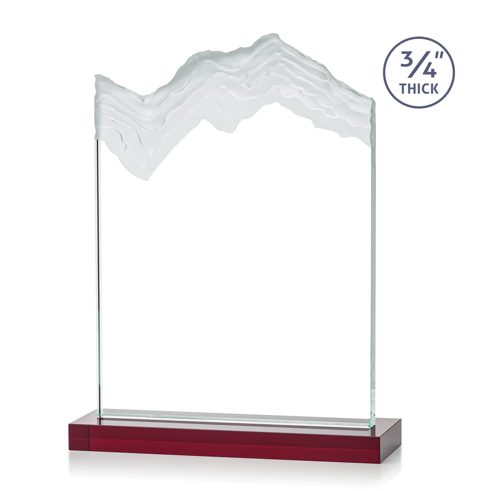 Custom Jade Crystal Award With A 3/4-Inch Deep-Carved Frosted Peak, with your logo for retirement presentations