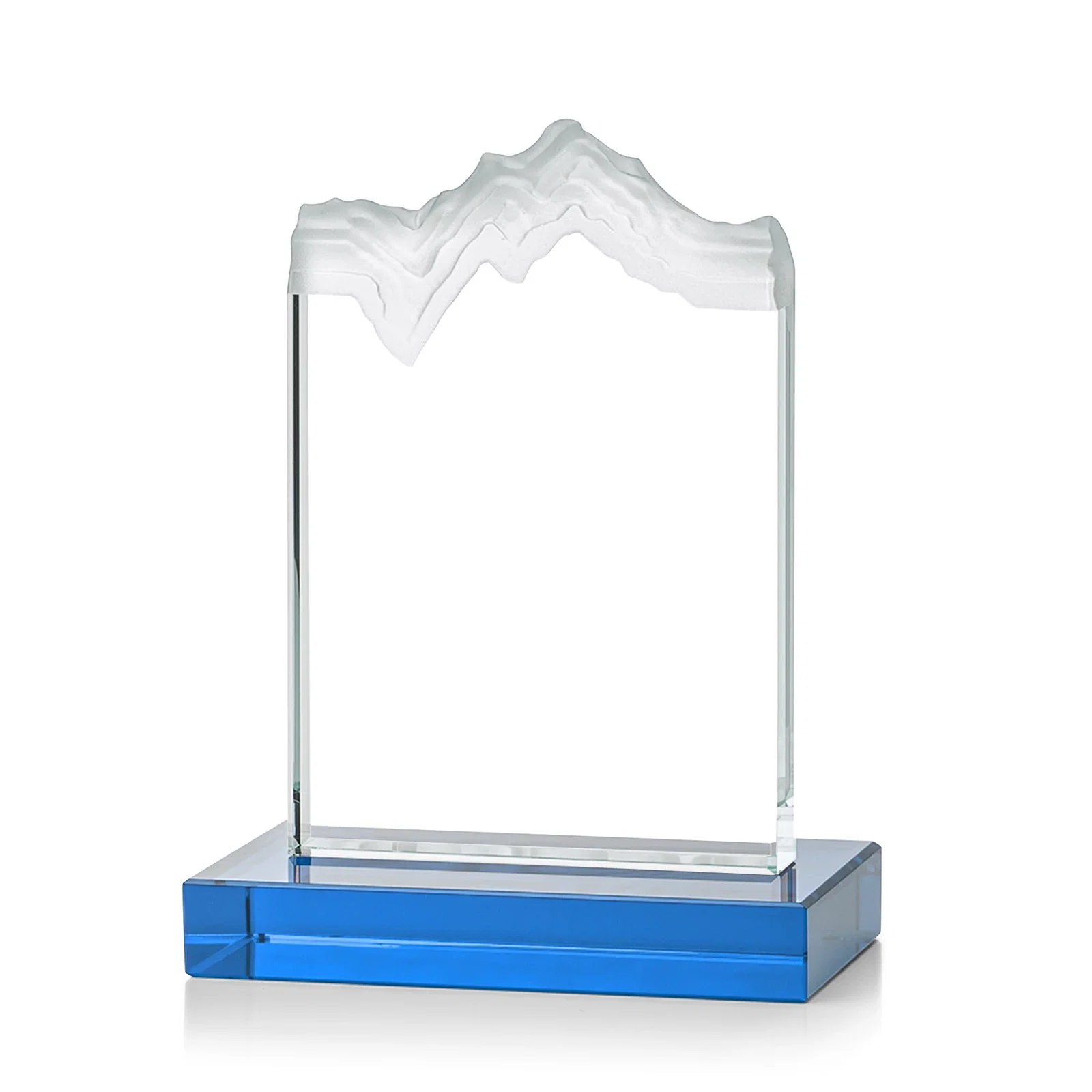 Custom Jade Crystal Award With A 3/4-Inch Deep-Carved Frosted Peak, with your logo for team milestone celebrations
