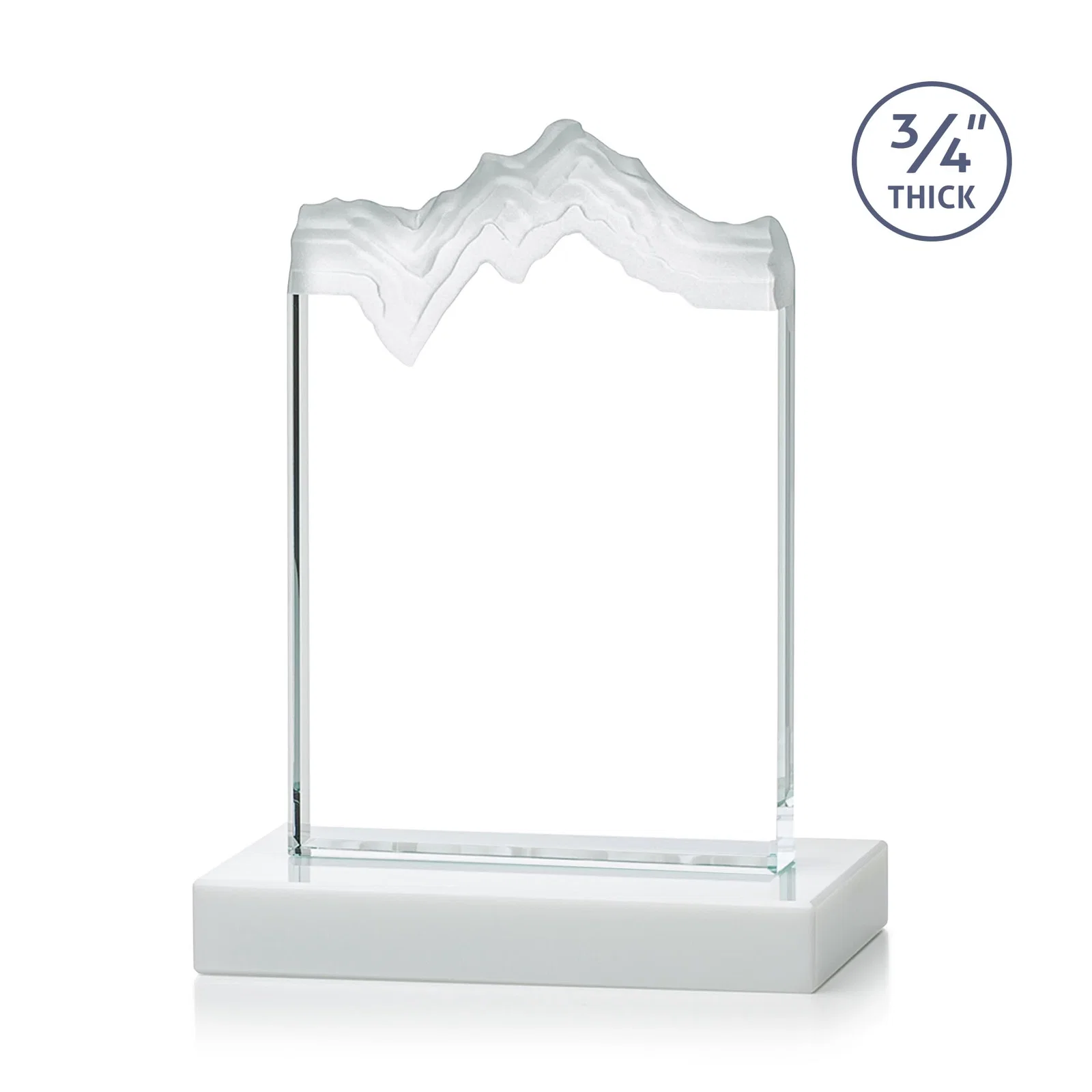 Custom Jade Crystal Award With A 3/4-Inch Deep-Carved Frosted Peak, with your logo for safety achievement programs