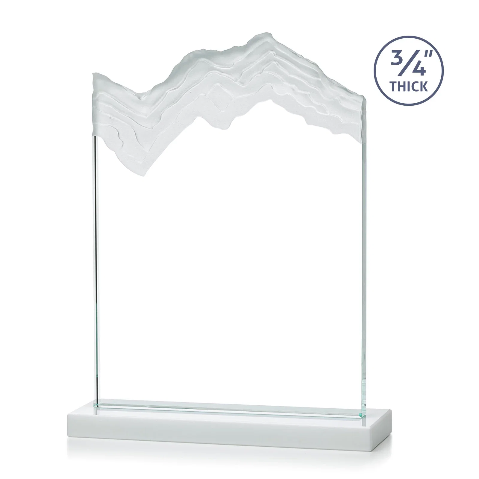 Custom Jade Crystal Award With A 3/4-Inch Deep-Carved Frosted Peak, with your logo for dealer and partner awards