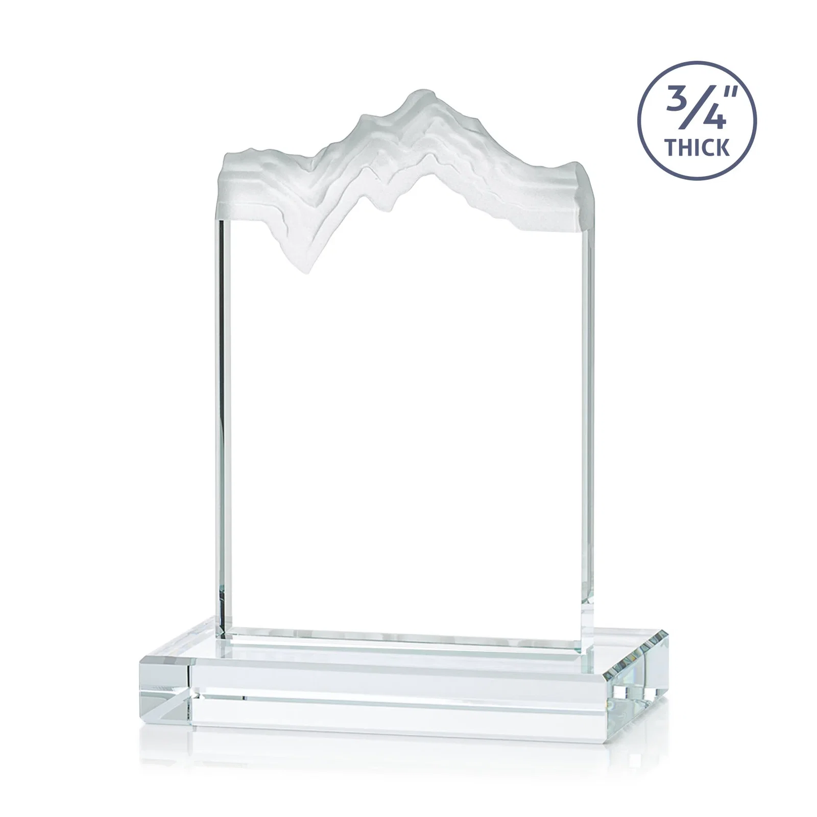 Custom Jade Crystal Award With A 3/4-Inch Deep-Carved Frosted Peak, with your logo for company anniversary events
