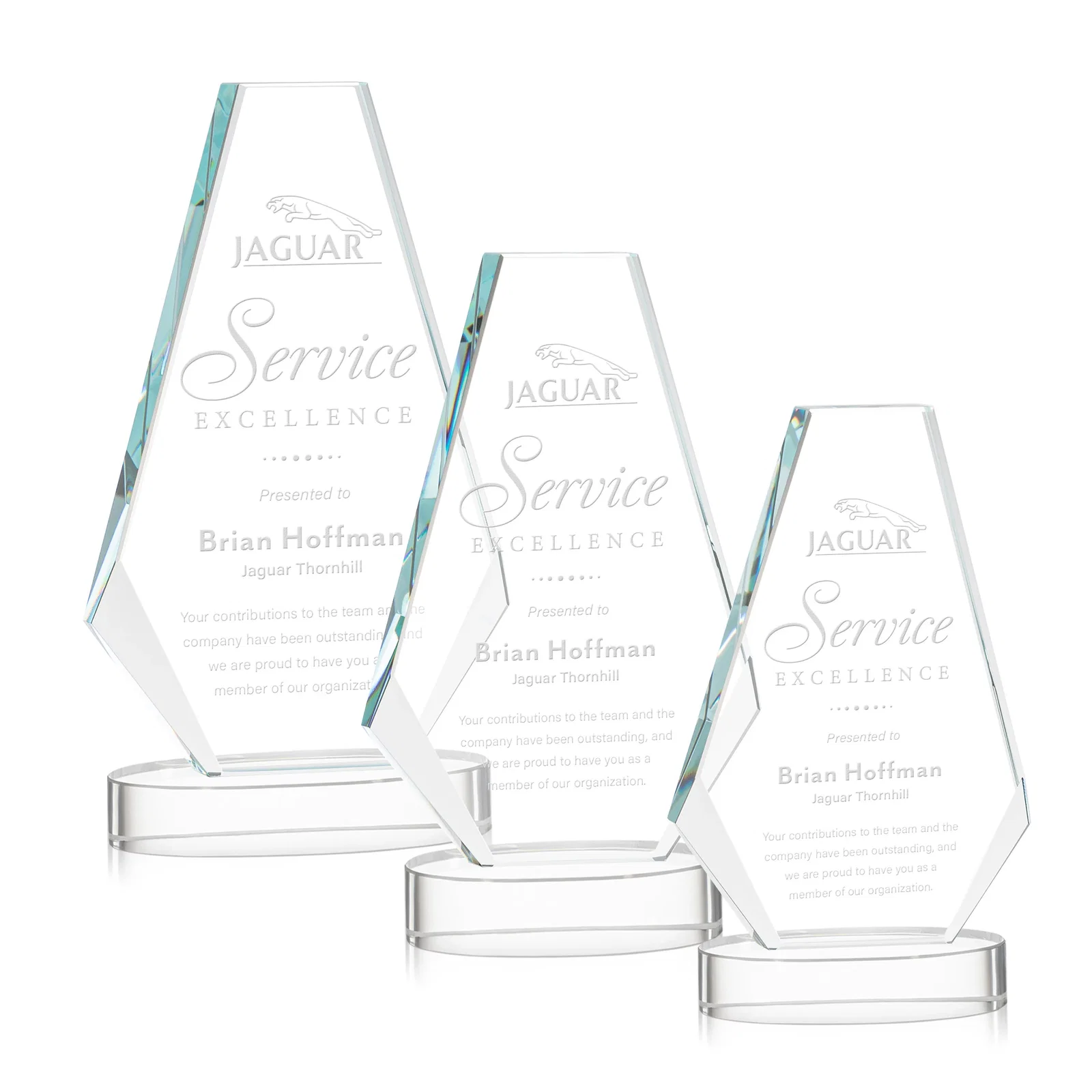 Custom Optical Crystal Award with a Symmetrical Slanted Top, awards for employee recognition