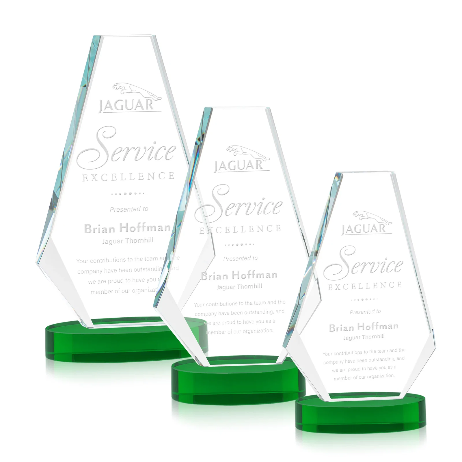 Personalized Optical Crystal Award with a Symmetrical Slanted Top, awards for employee recognition