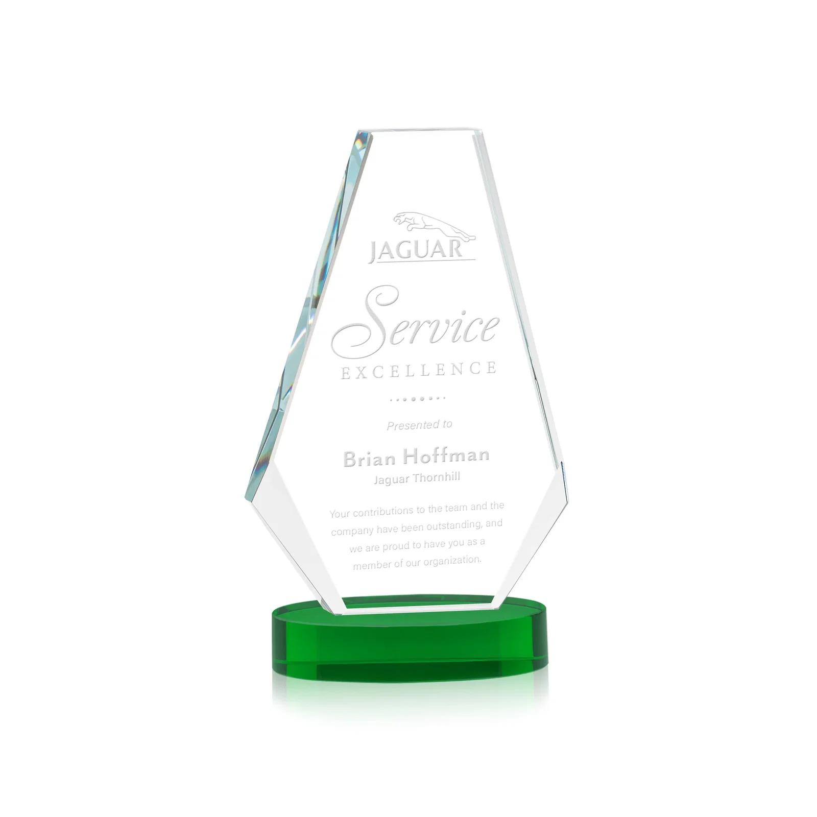 Personalized Optical Crystal Award with a Symmetrical Slanted Top, awards for corporate award ceremonies