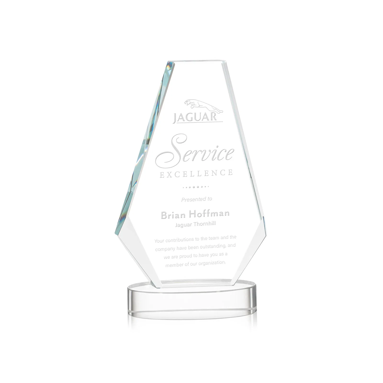 Custom Optical Crystal Award with a Symmetrical Slanted Top, awards for corporate award ceremonies