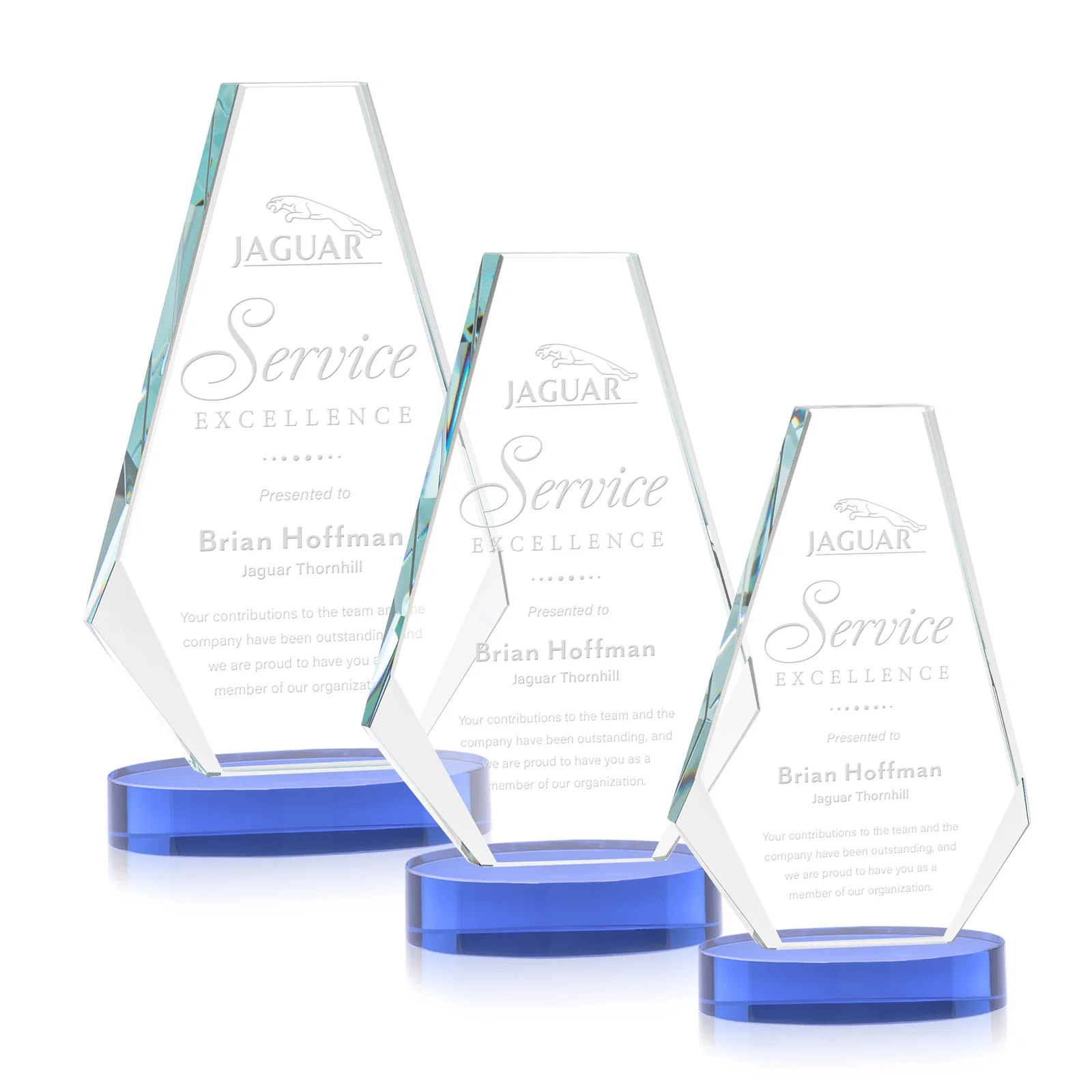 Promotional Optical Crystal Award with a Symmetrical Slanted Top, awards for employee recognition