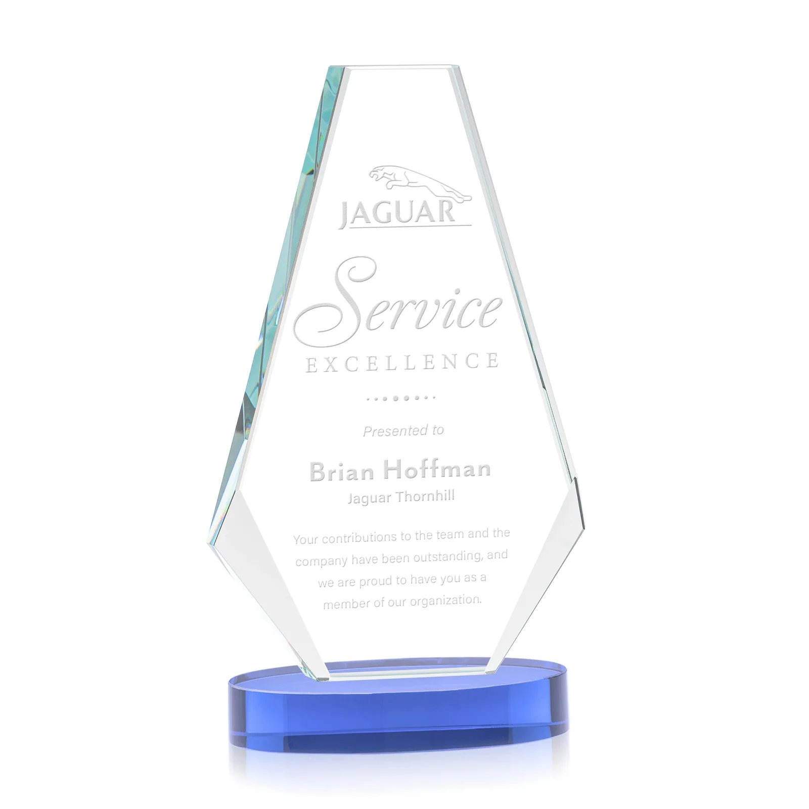 Promotional Optical Crystal Award with a Symmetrical Slanted Top, awards for sales achievement awards