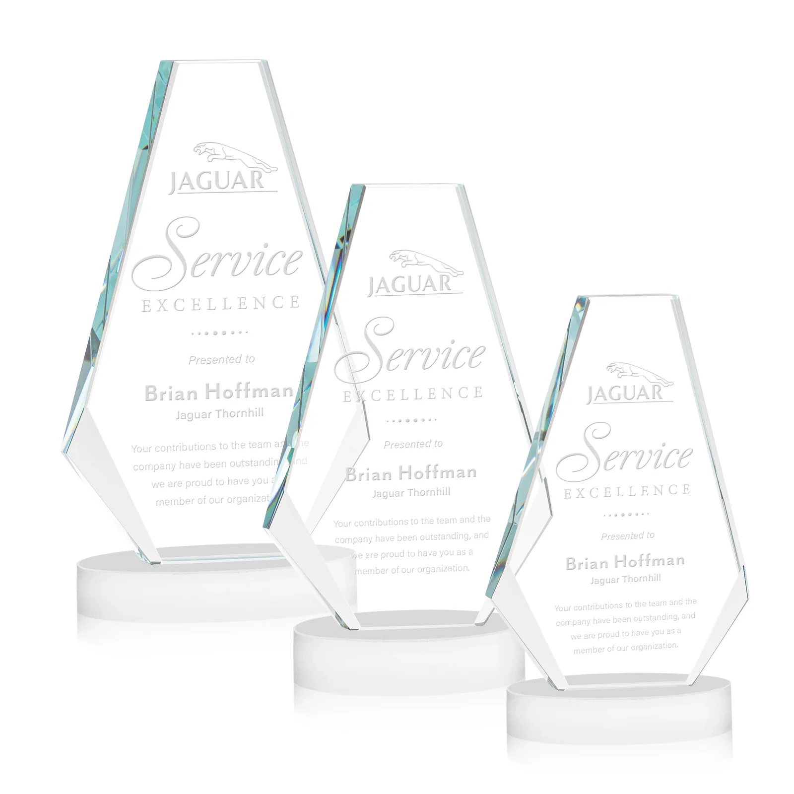 Promotional Optical Crystal Award with a Symmetrical Slanted Top, awards for retirement presentations