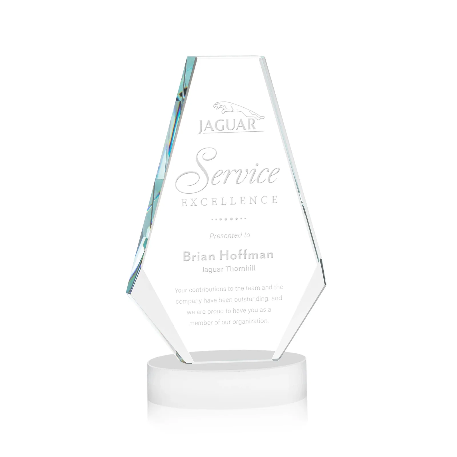 Promotional Optical Crystal Award with a Symmetrical Slanted Top, awards for donor appreciation
