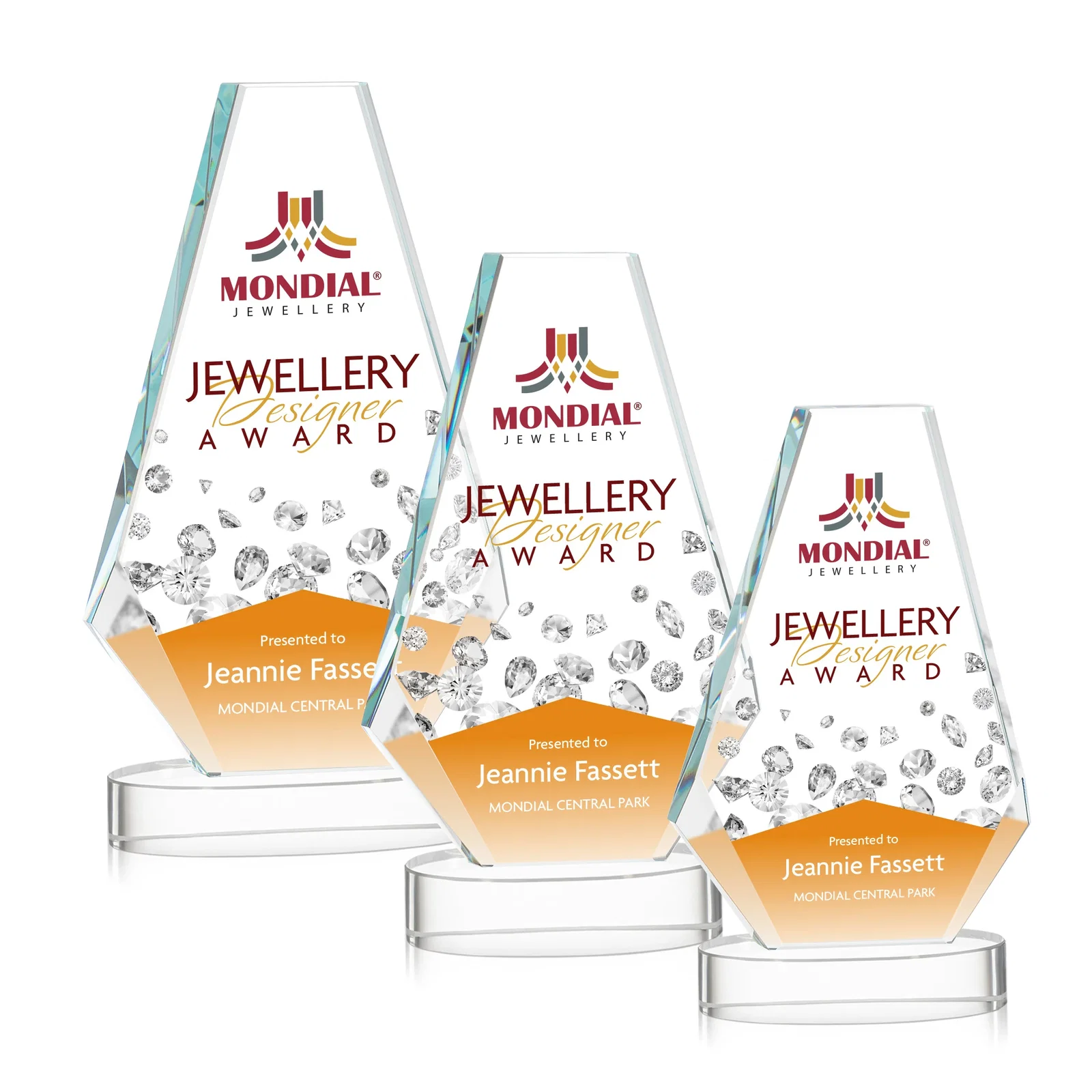 Promotional Optical Crystal Award with a Symmetrical Slanted Top, awards for safety achievement programs