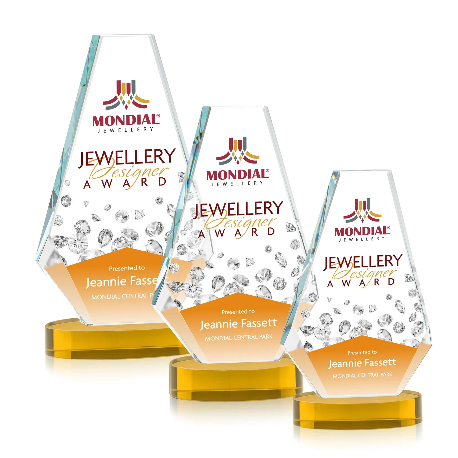 Branded Optical Crystal Award with a Symmetrical Slanted Top, awards for employee recognition