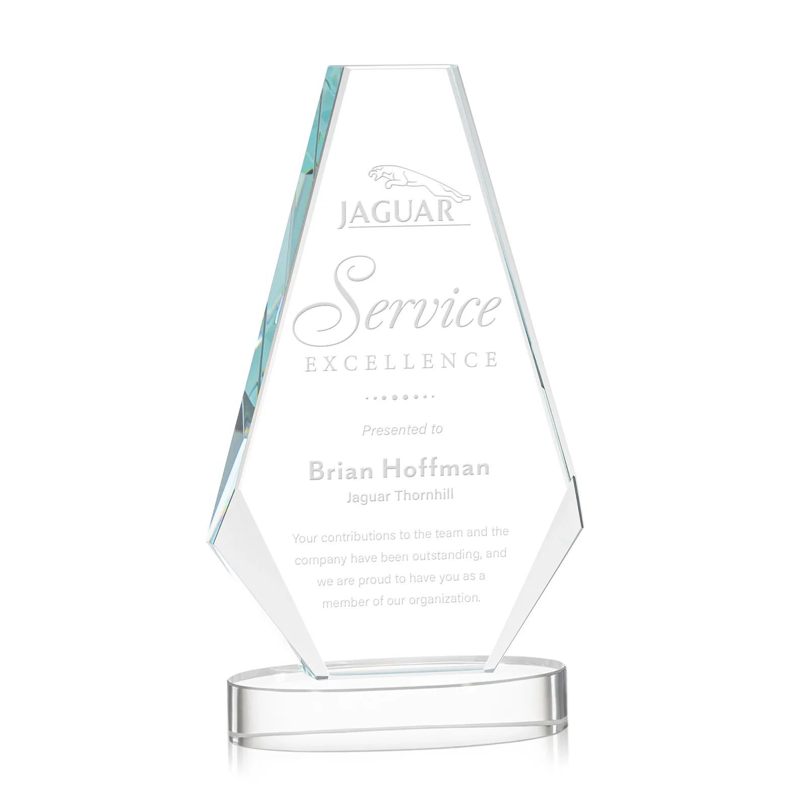 Custom Optical Crystal Award with a Symmetrical Slanted Top, awards for sales achievement awards