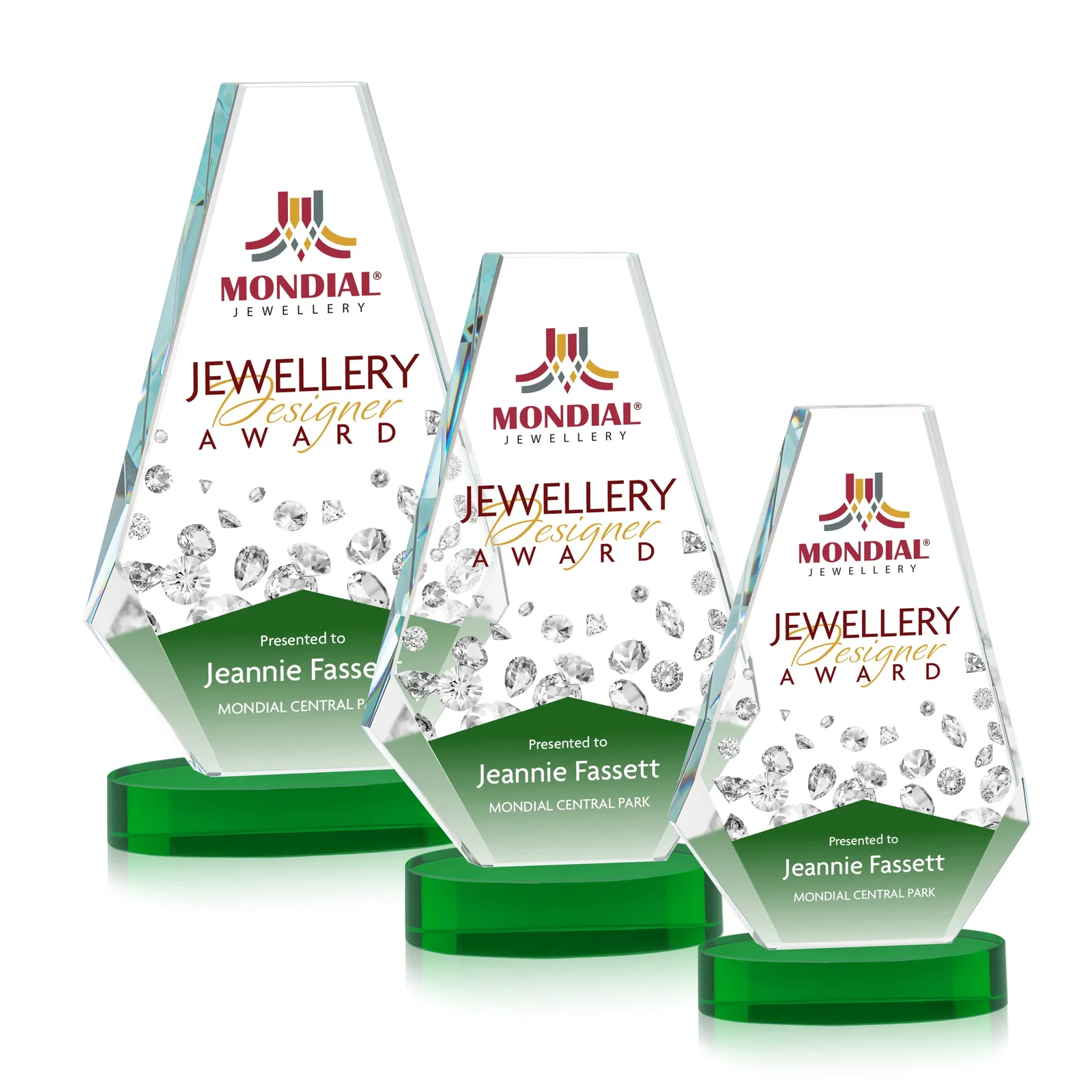 Branded Optical Crystal Award with a Symmetrical Slanted Top, awards for safety achievement programs