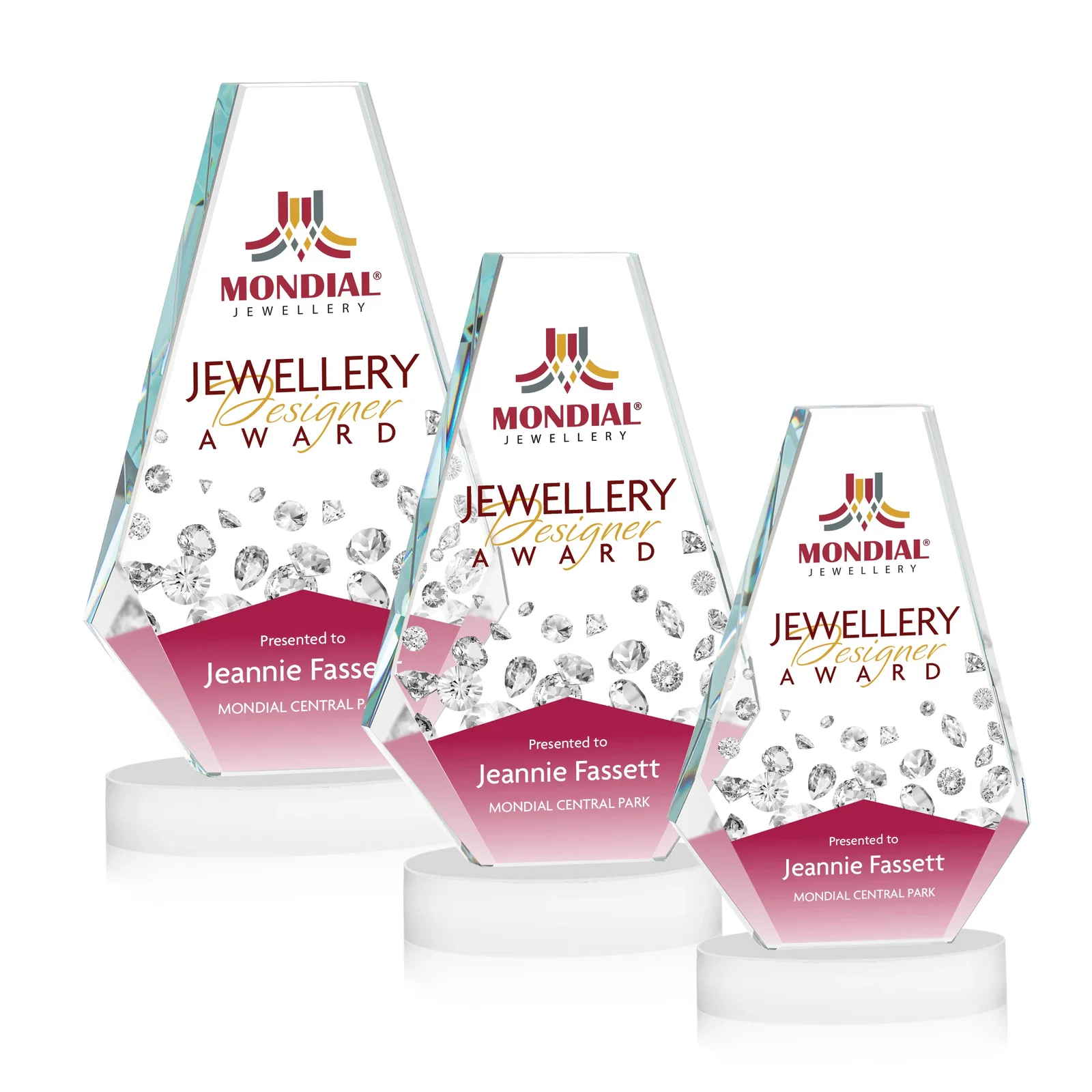 Customized Optical Crystal Award with a Symmetrical Slanted Top, awards for employee recognition