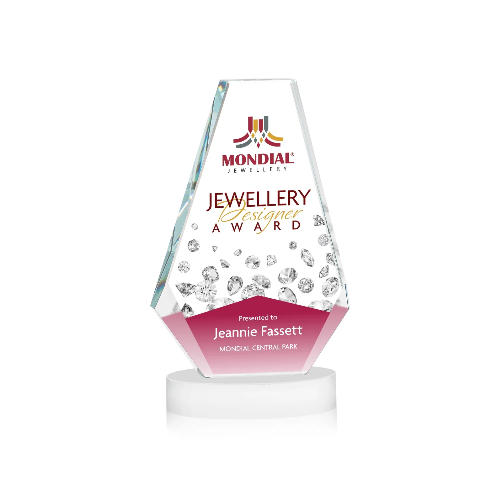 Customized Optical Crystal Award with a Symmetrical Slanted Top, awards for corporate award ceremonies