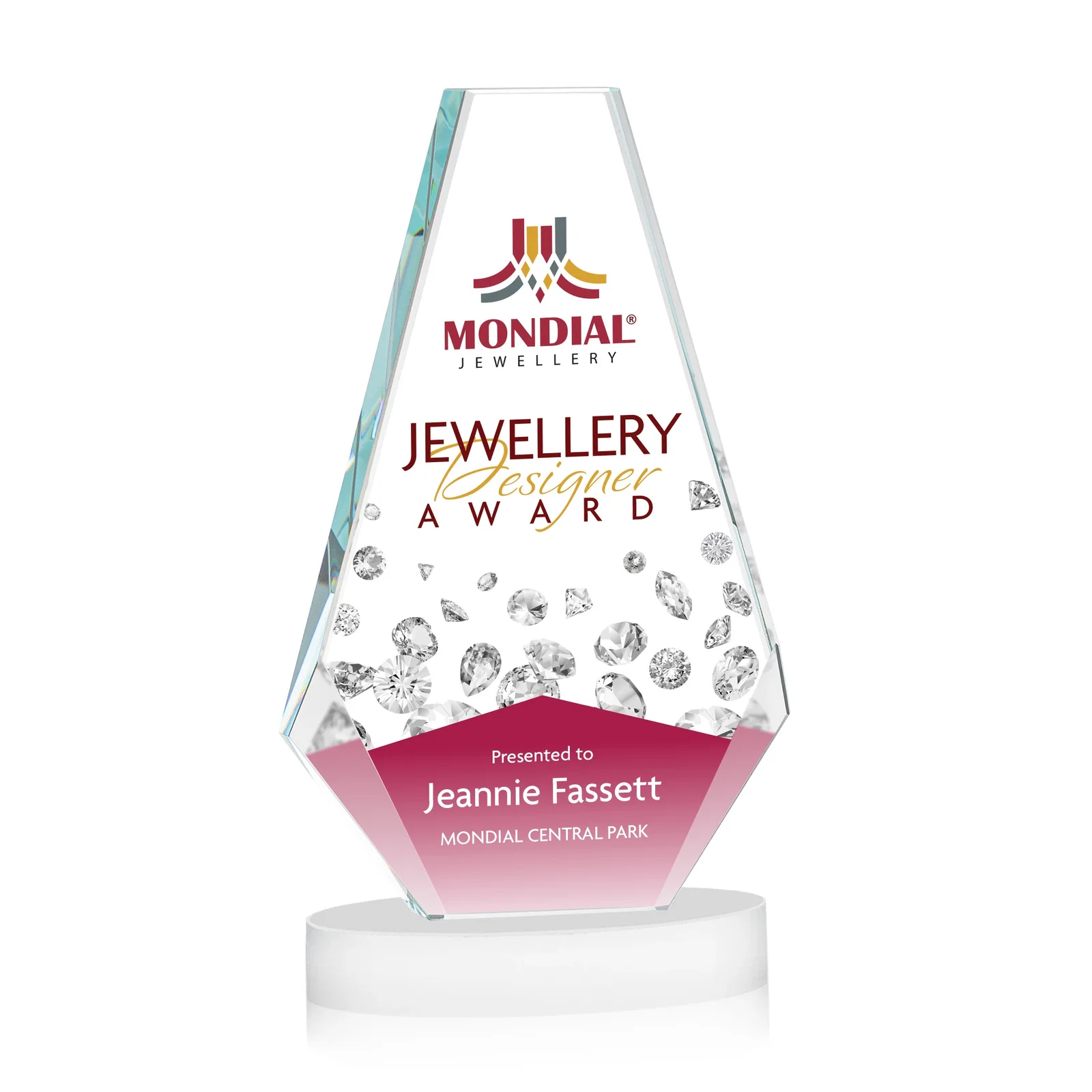 Customized Optical Crystal Award with a Symmetrical Slanted Top, awards for sales achievement awards