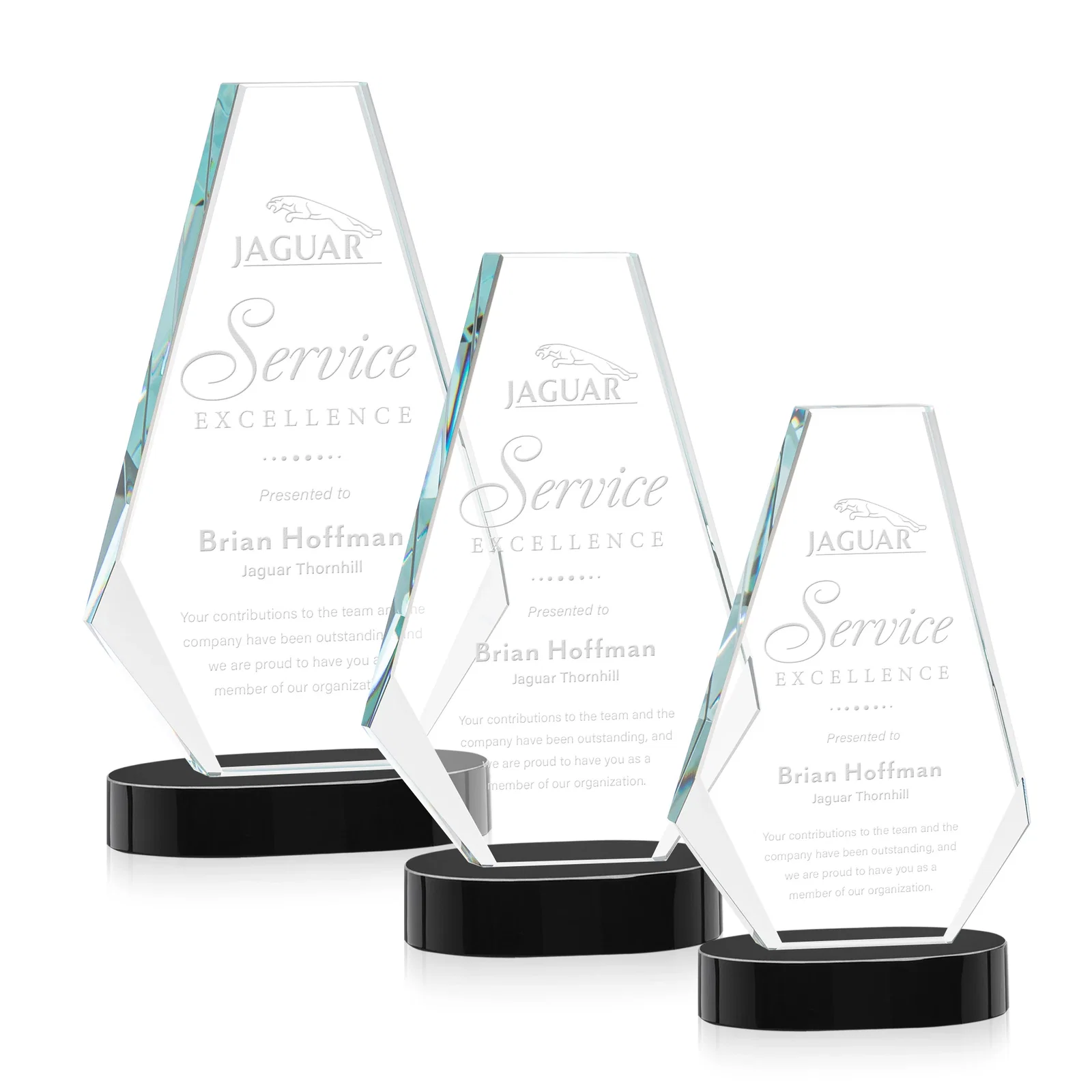Customized Optical Crystal Award with a Symmetrical Slanted Top, awards for retirement presentations
