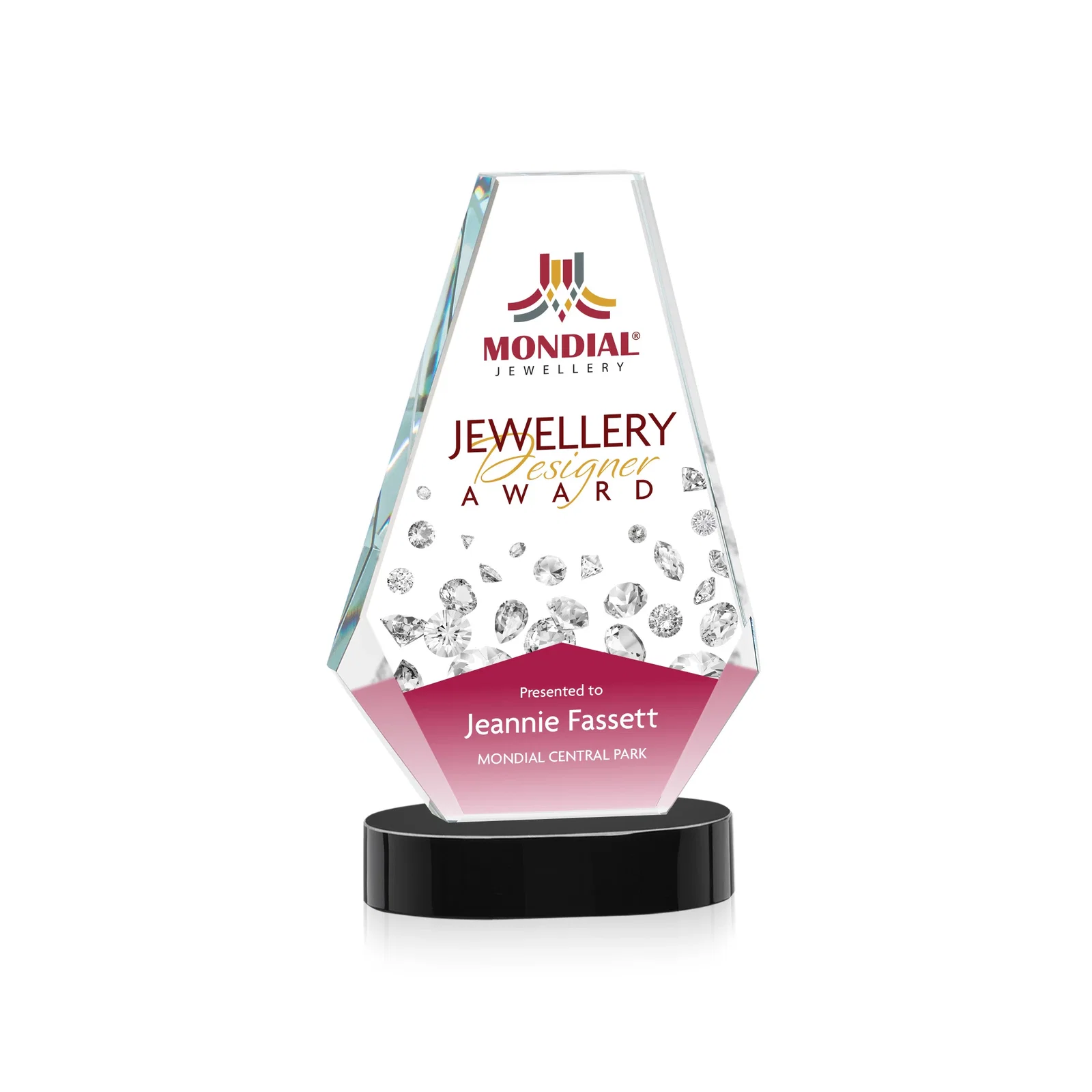 Customized Optical Crystal Award with a Symmetrical Slanted Top, awards for volunteer appreciation