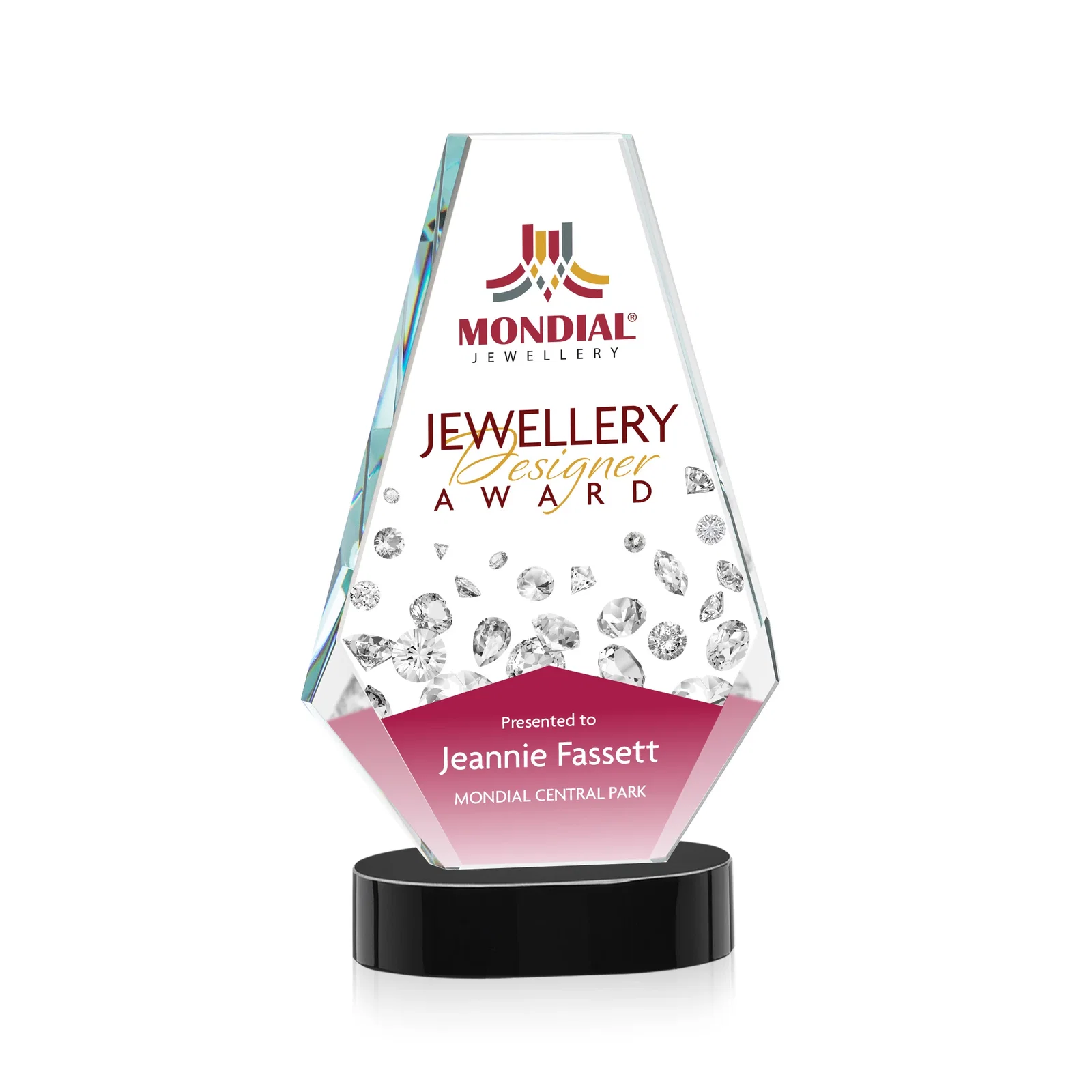 Customized Optical Crystal Award with a Symmetrical Slanted Top, awards for dealer and partner awards