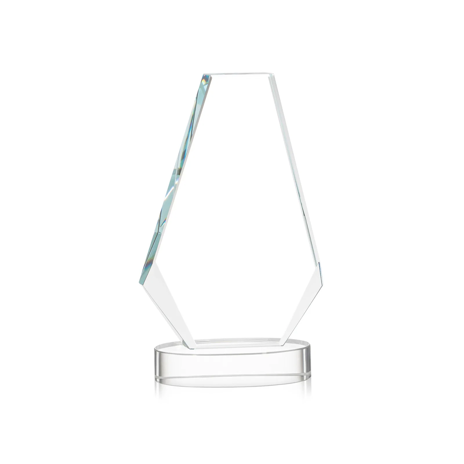 Custom engraved Optical Crystal Award with a Symmetrical Slanted Top, awards for employee recognition