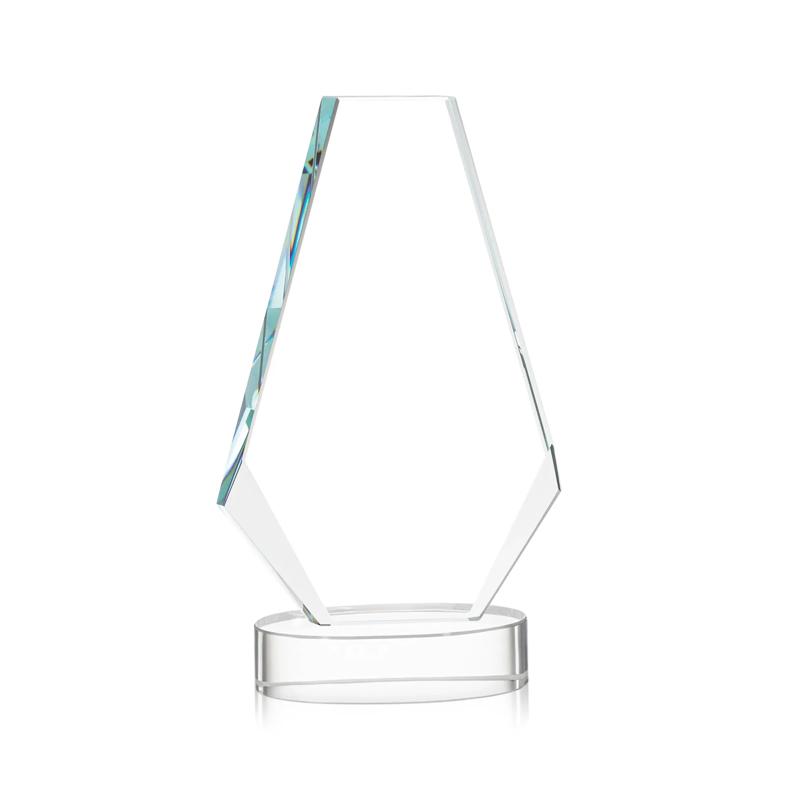 Custom engraved Optical Crystal Award with a Symmetrical Slanted Top, awards for corporate award ceremonies