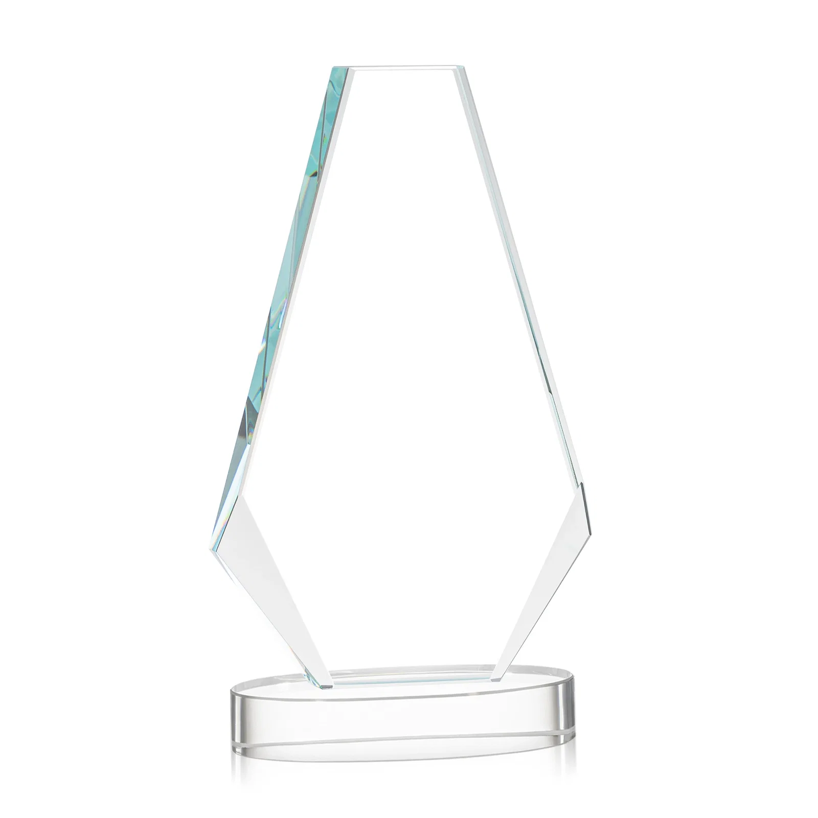 Custom engraved Optical Crystal Award with a Symmetrical Slanted Top, awards for service anniversary gifts