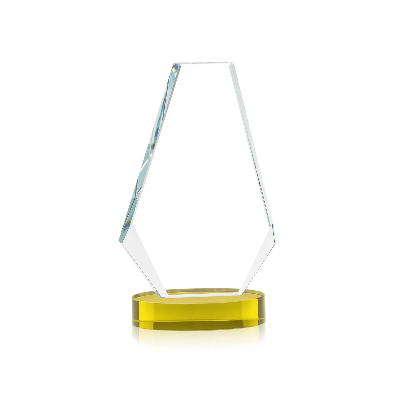 Custom engraved Optical Crystal Award with a Symmetrical Slanted Top, awards for donor appreciation